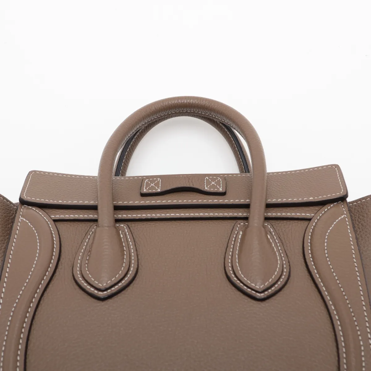 Luggage Nano Shopper Leather 2-Way Handbag, Greige — view 6