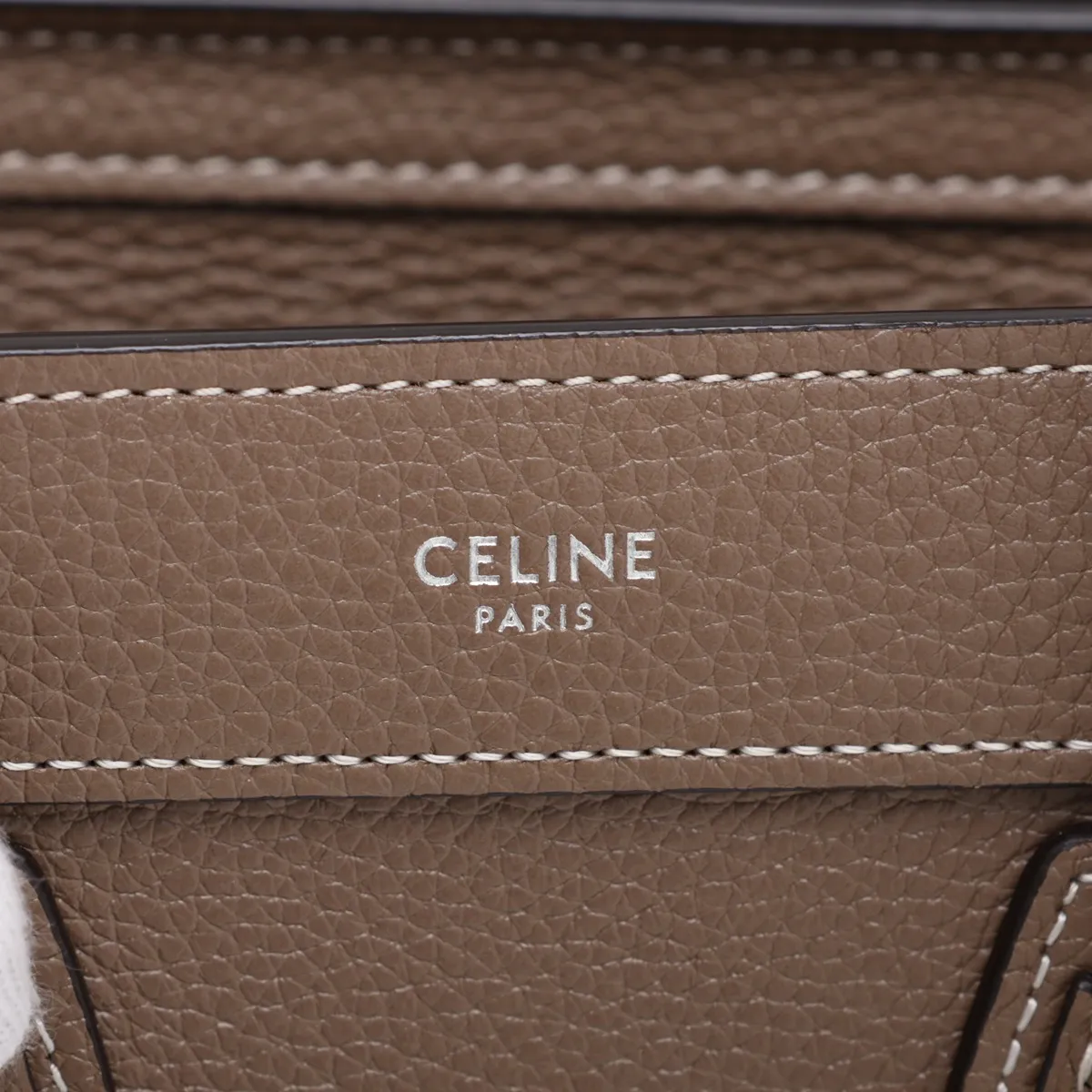 Luggage Nano Shopper Leather 2-Way Handbag, Greige — view 9