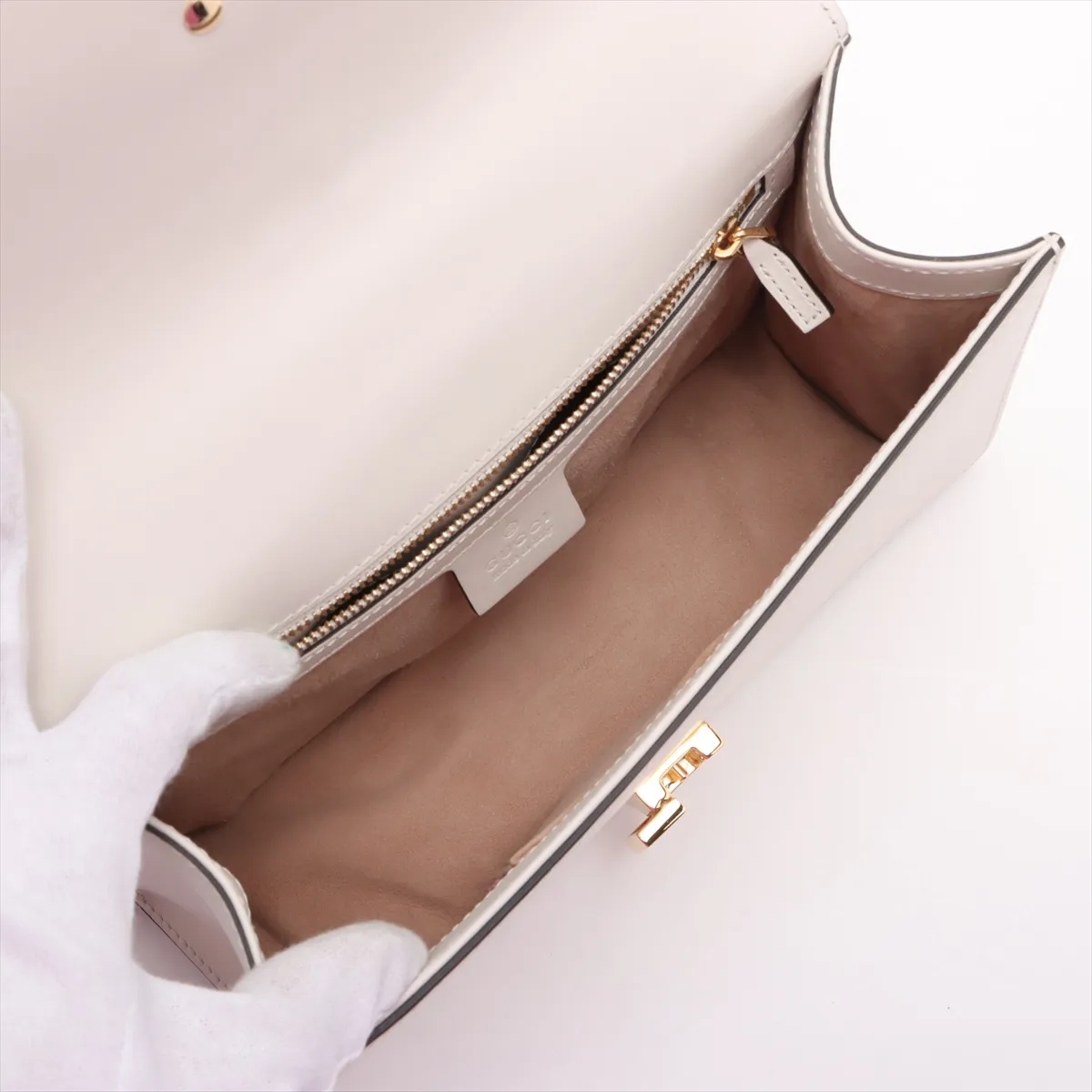 Sylvie leather shoulder bag white 421882 — view 7