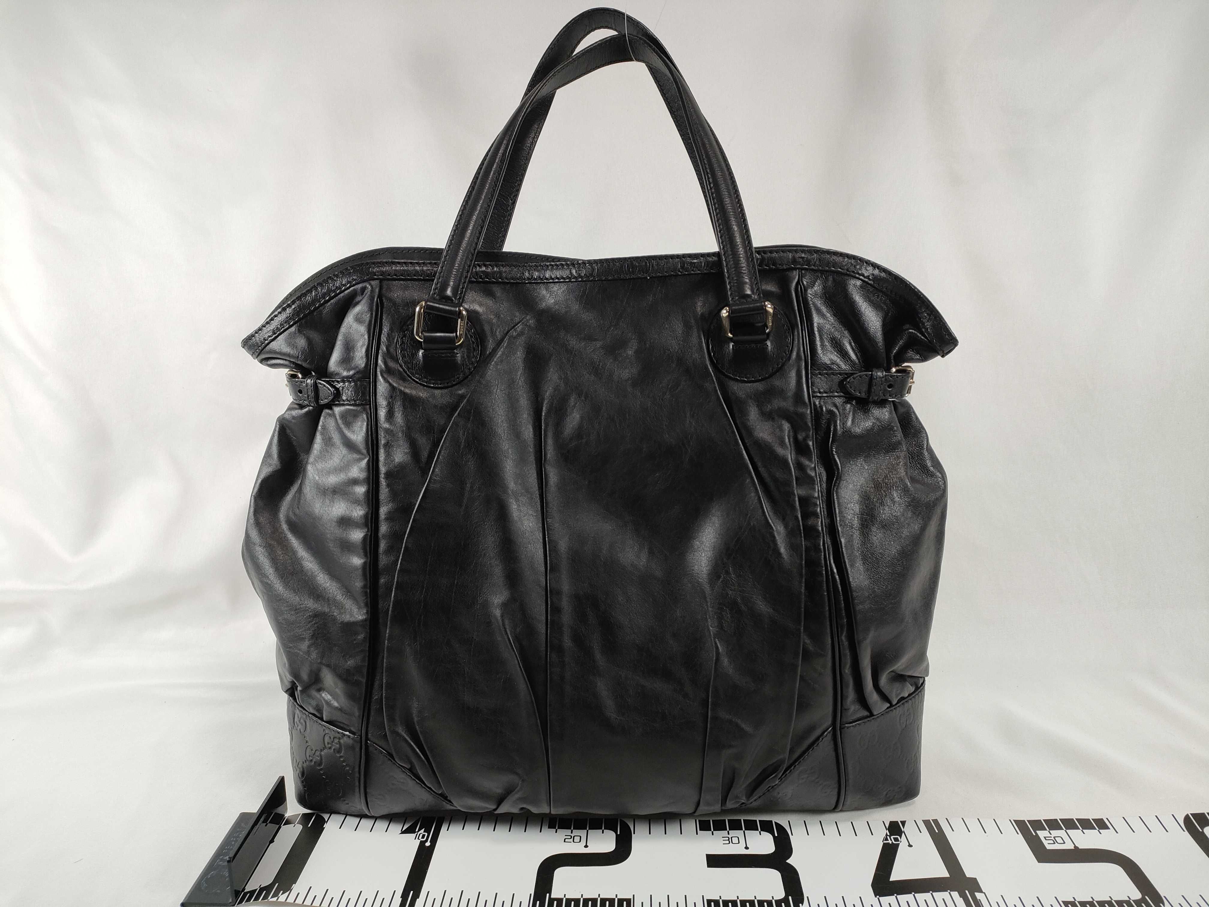 Guccissima Leather Tote Bag, Shoulder Bag, Black, Serial Number Tote Bag — view 2