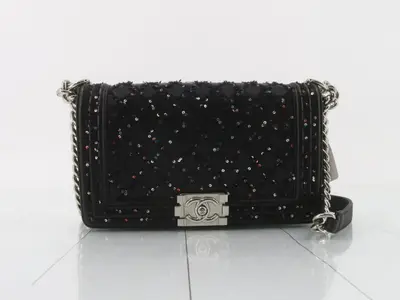 Boy Chanel Leather Tweed Sequin Chain Shoulder
