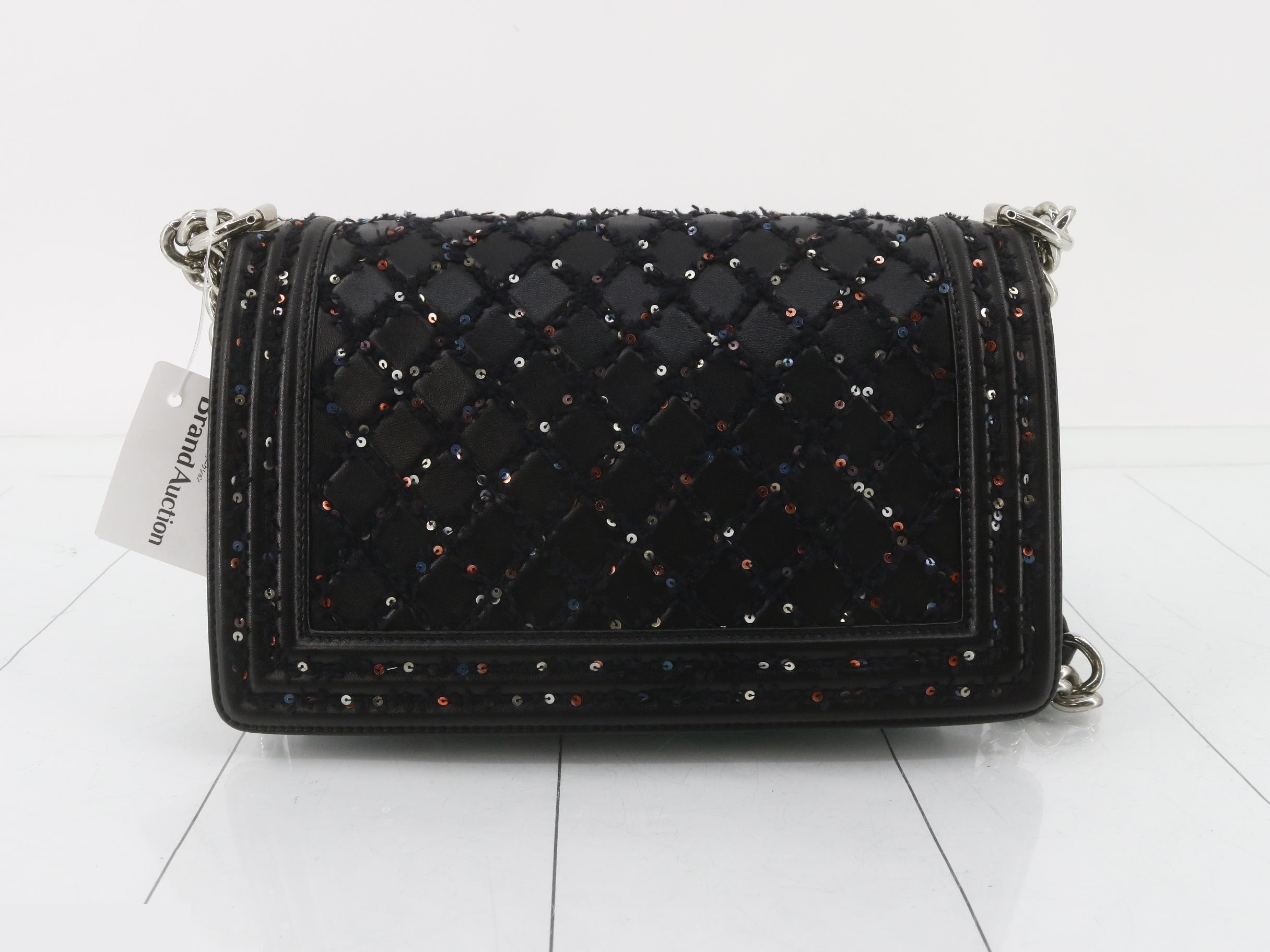 Boy Chanel Leather Tweed Sequin Chain Shoulder — view 2