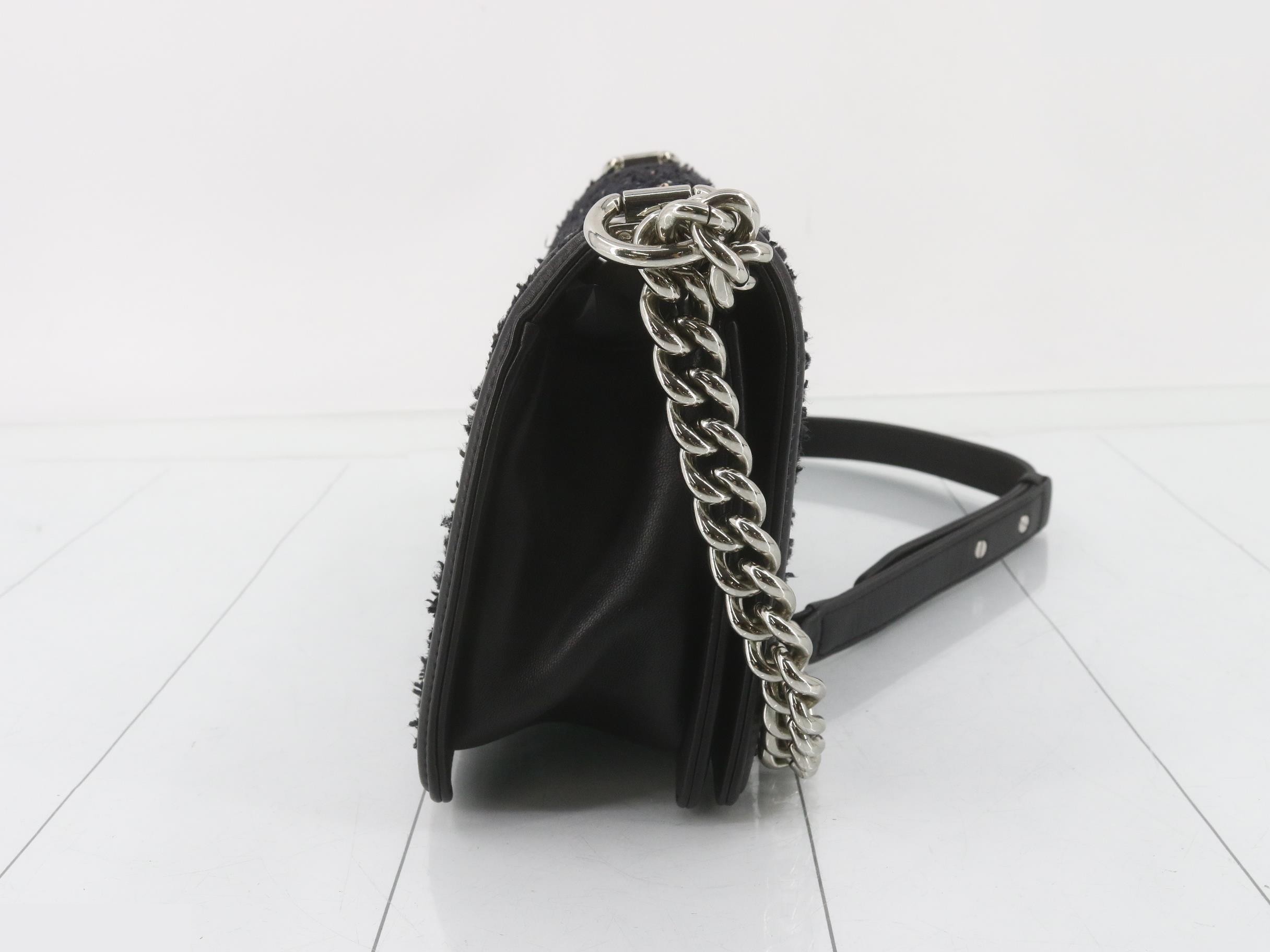 Boy Chanel Leather Tweed Sequin Chain Shoulder — view 4
