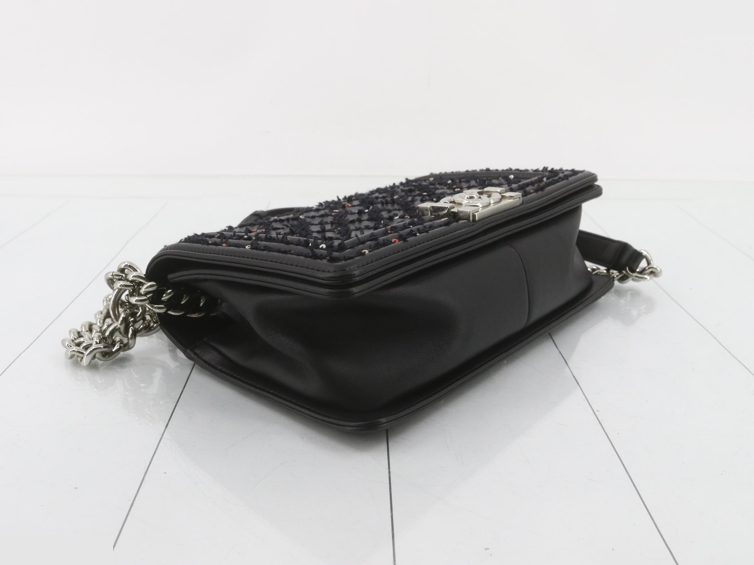 Boy Chanel Leather Tweed Sequin Chain Shoulder — view 5