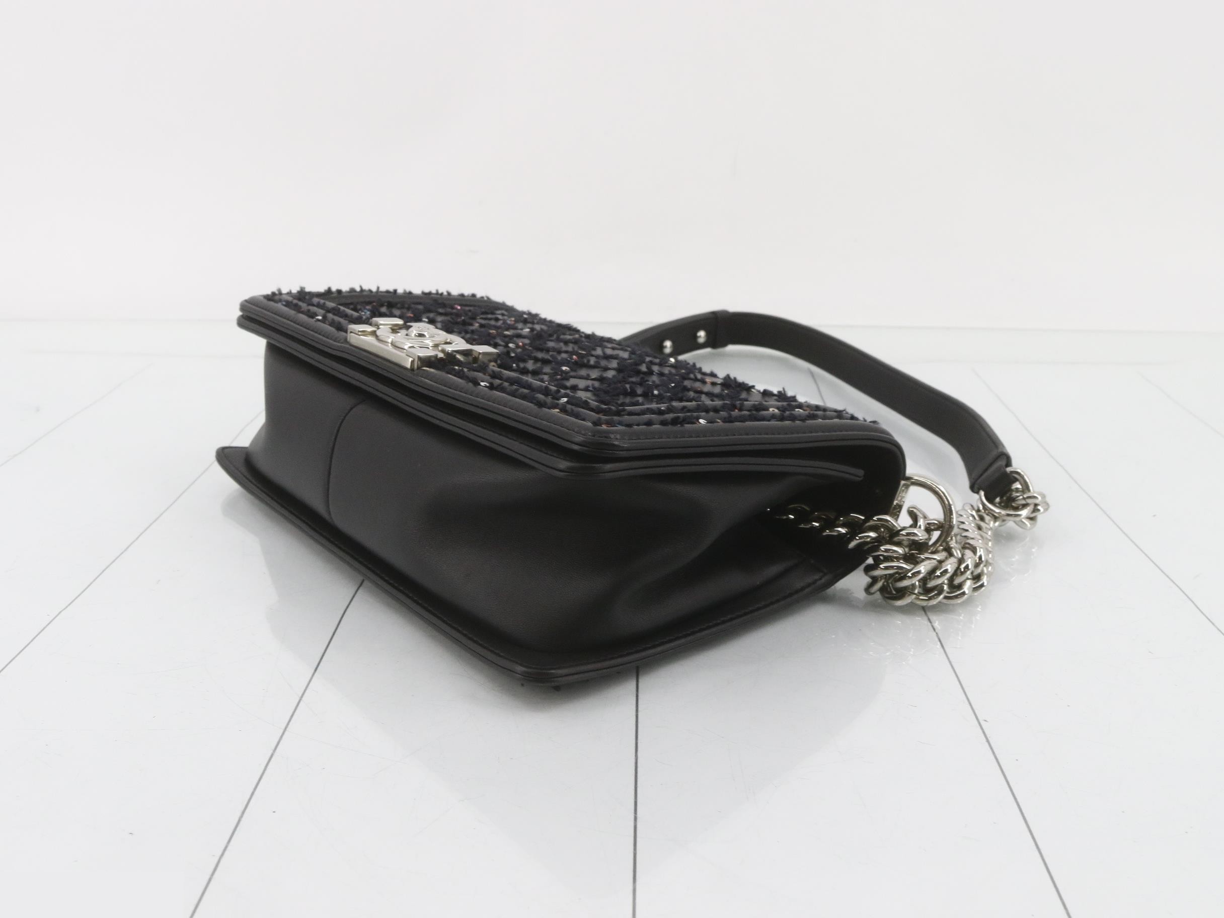 Boy Chanel Leather Tweed Sequin Chain Shoulder — view 6