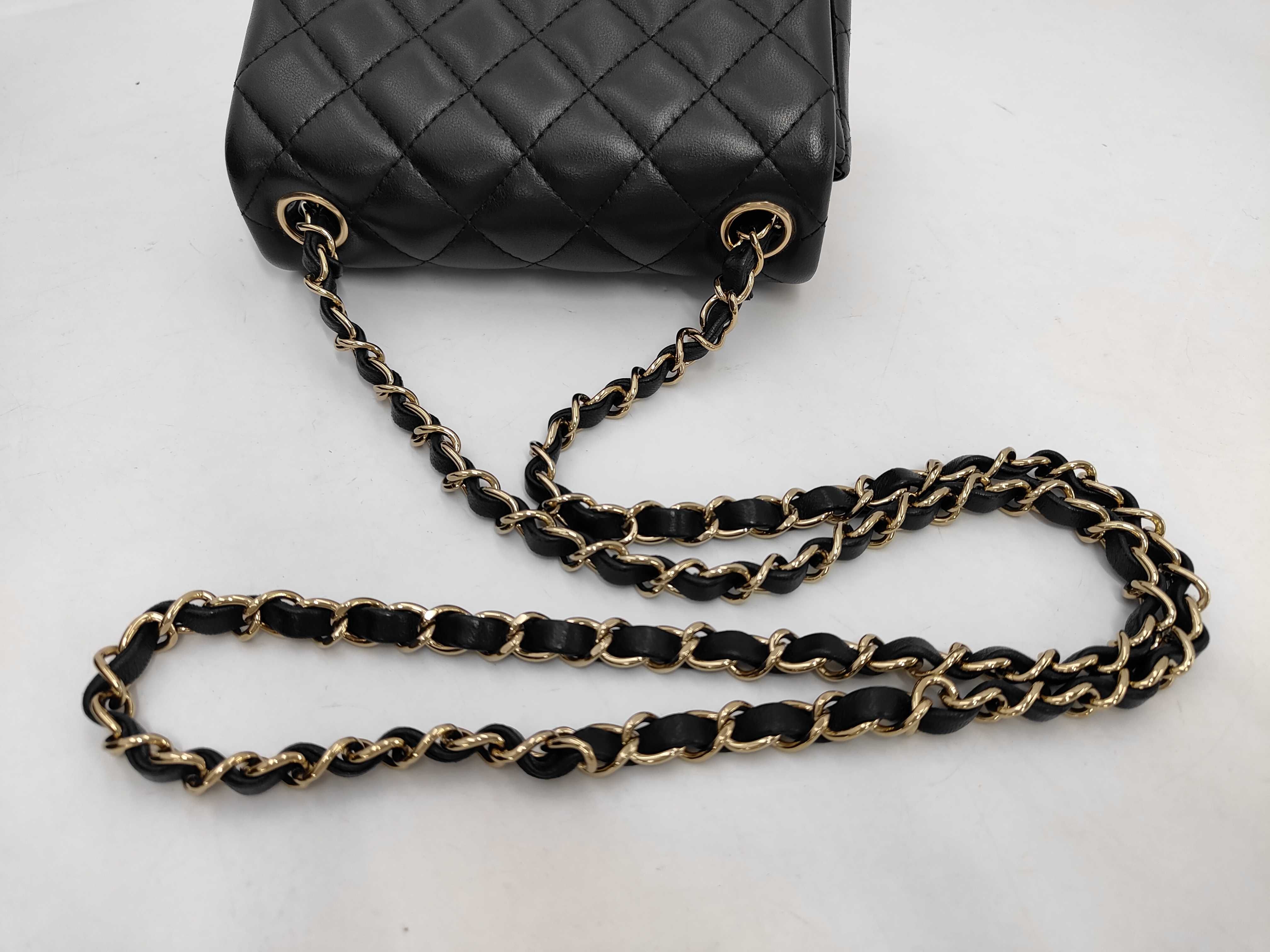Mini Matelassé Chain Shoulder Bag, Lambskin, Black, Gold Hardware. — view 5