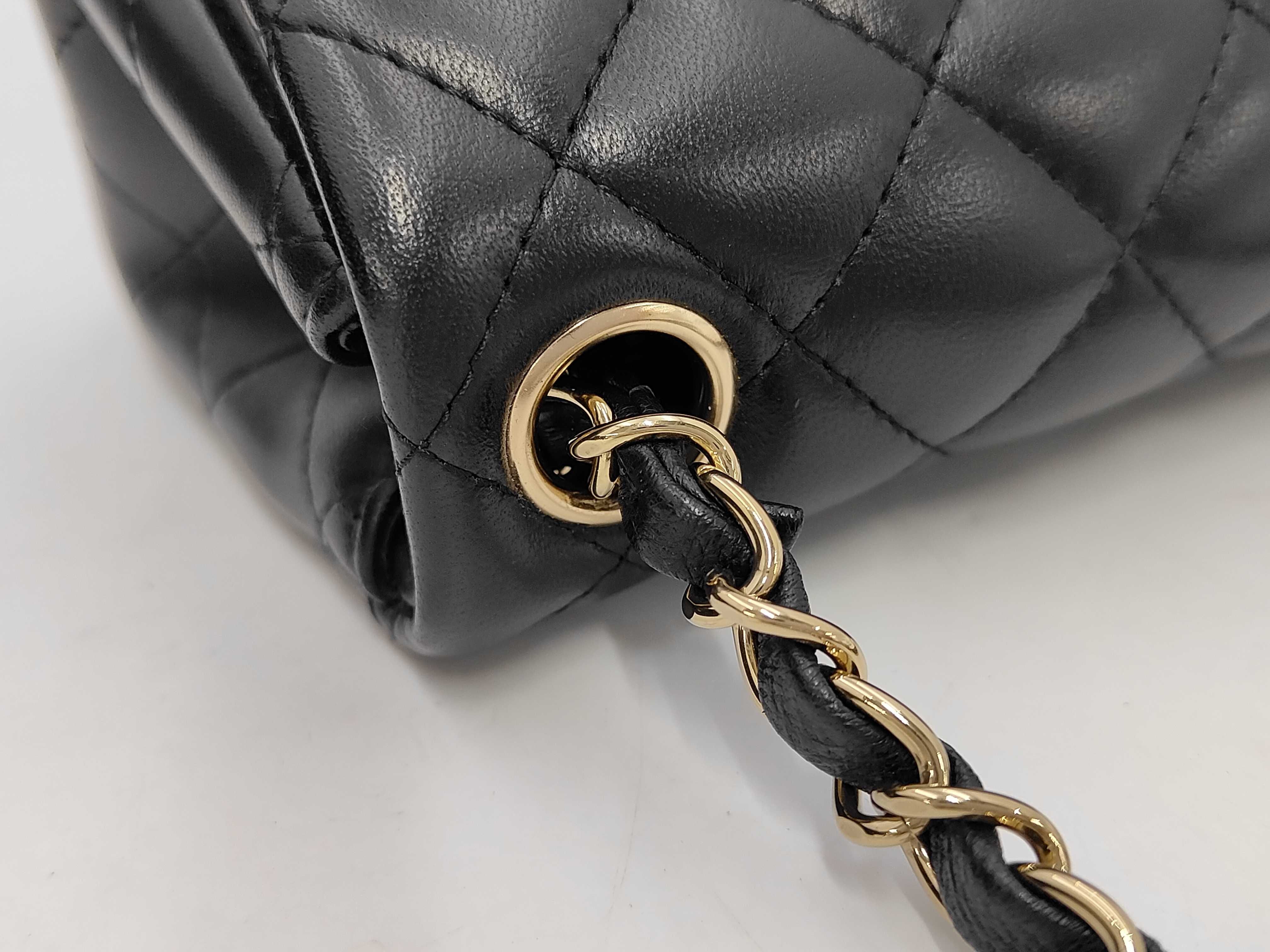 Mini Matelassé Chain Shoulder Bag, Lambskin, Black, Gold Hardware. — view 6