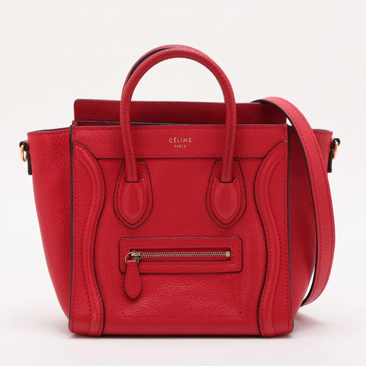 Luggage Nano Shopper Leather 2-Way Handbag, Red