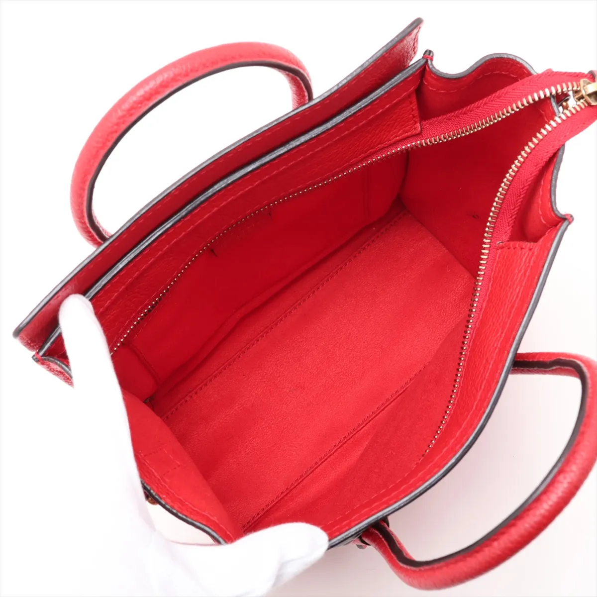Luggage Nano Shopper Leather 2-Way Handbag, Red — view 8