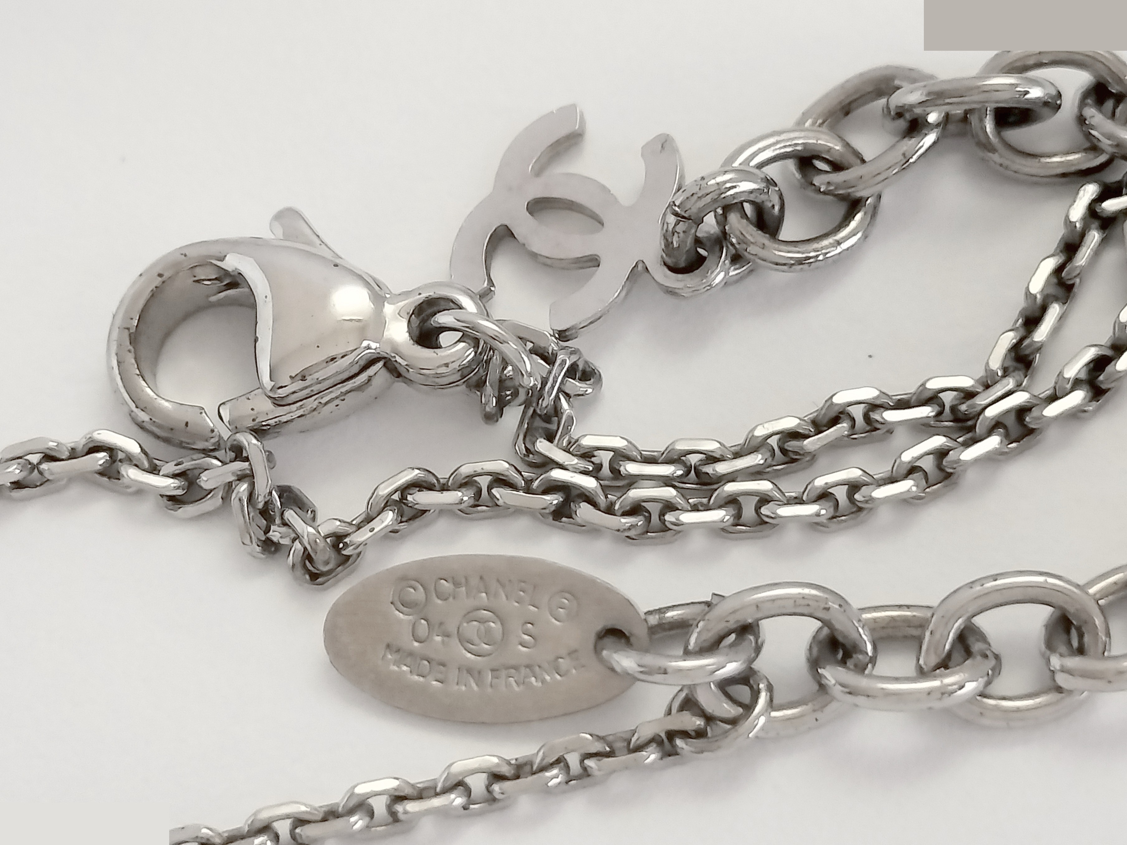 Coco Camellia Plastic Silver Necklace, Chain approx. 46cm — view 3