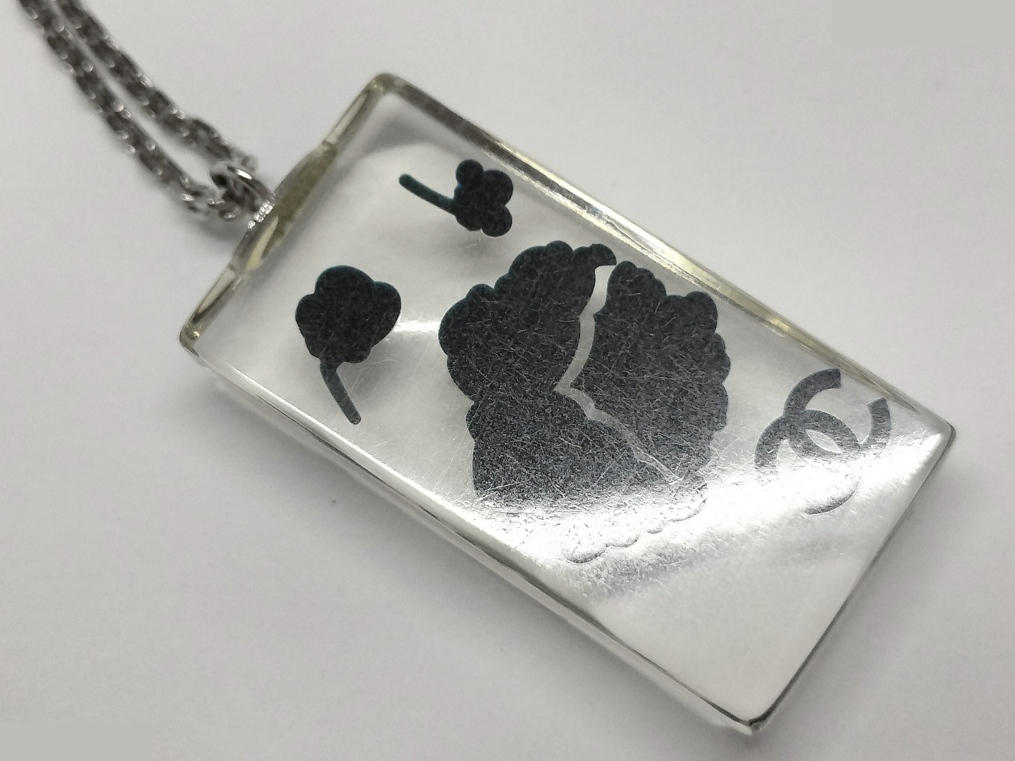 Coco Camellia Plastic Silver Necklace, Chain approx. 46cm — view 5