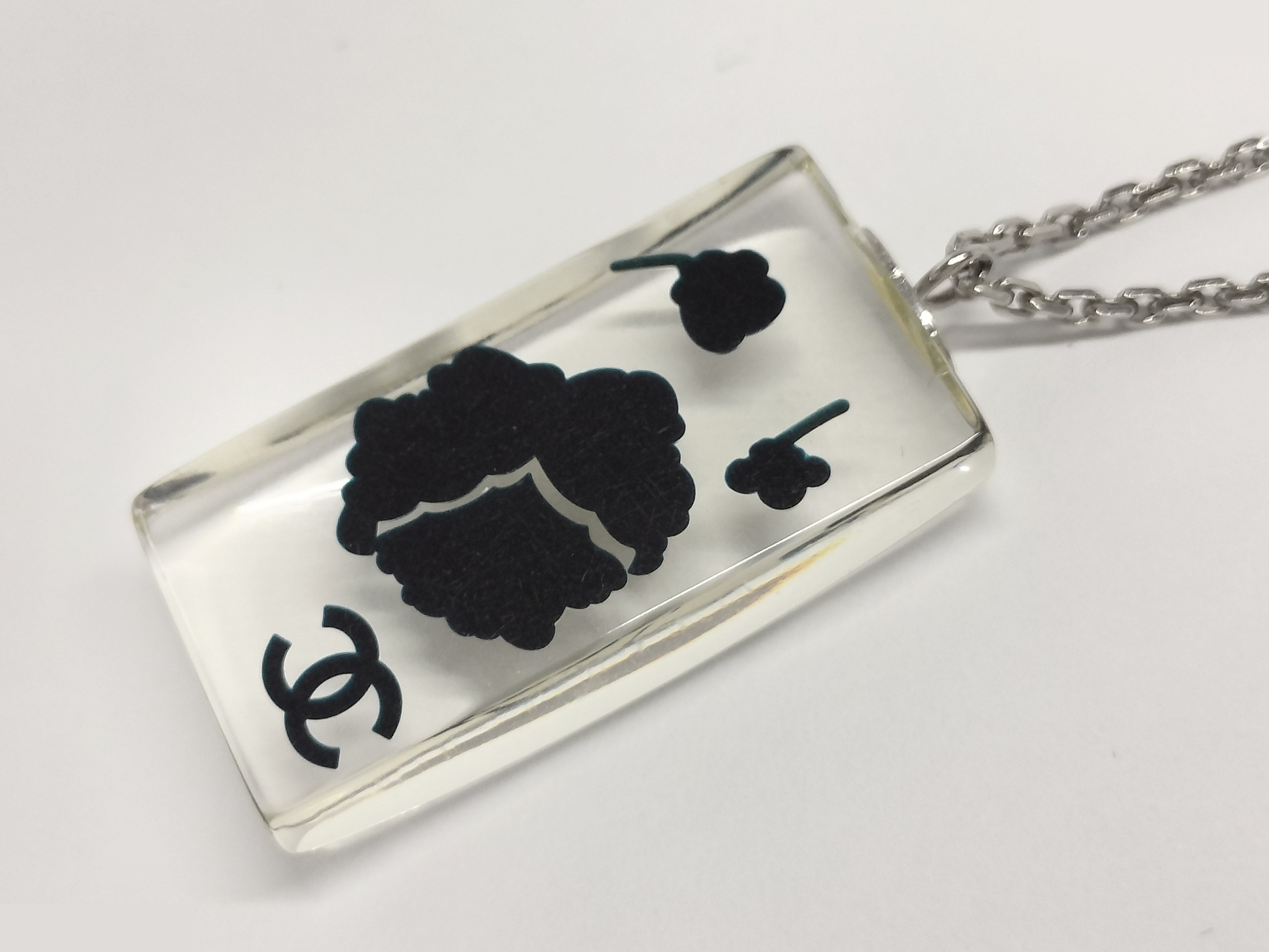 Coco Camellia Plastic Silver Necklace, Chain approx. 46cm — view 6
