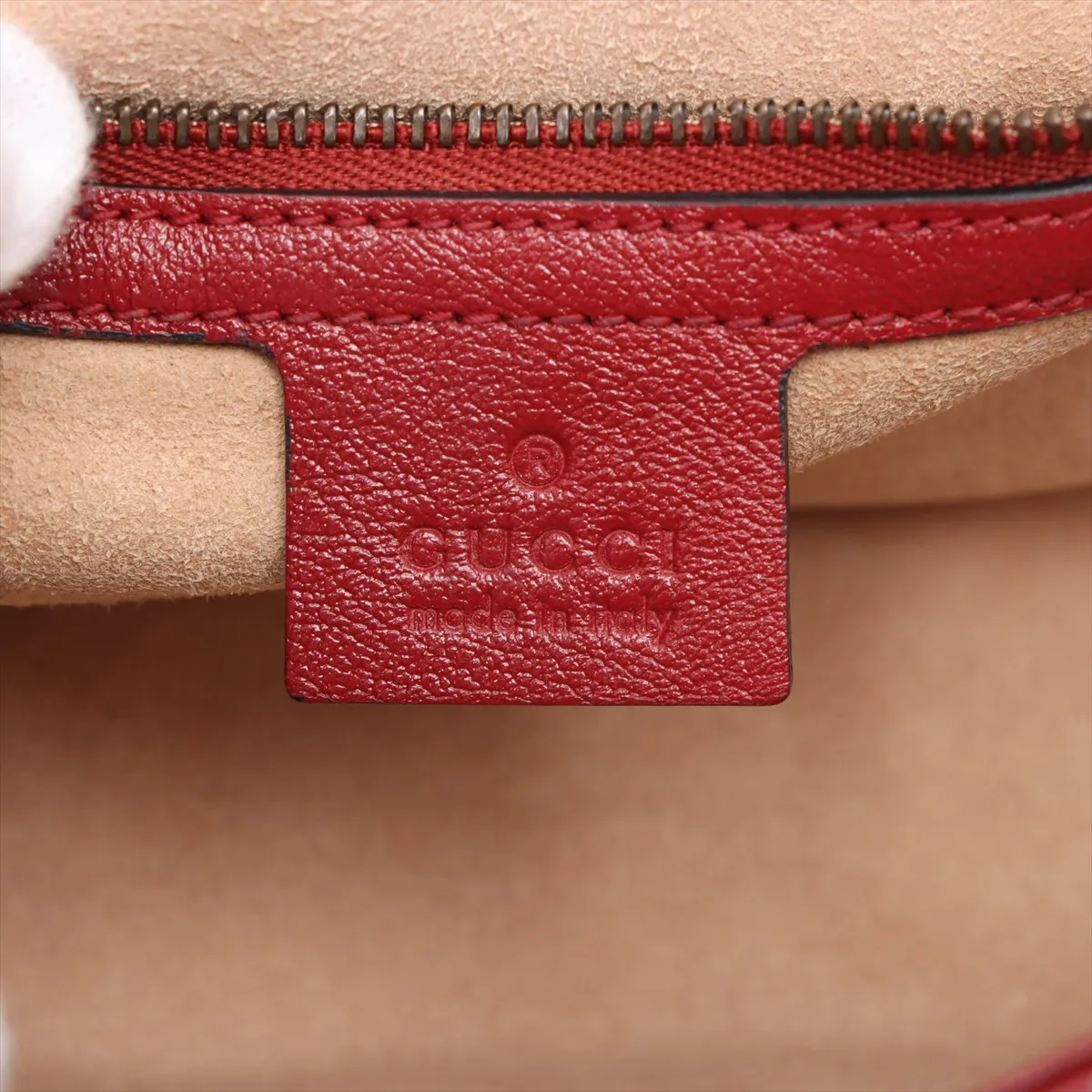 GG Marmont Leather Chain Shoulder Bag, Black x Red, 443497 — view 8