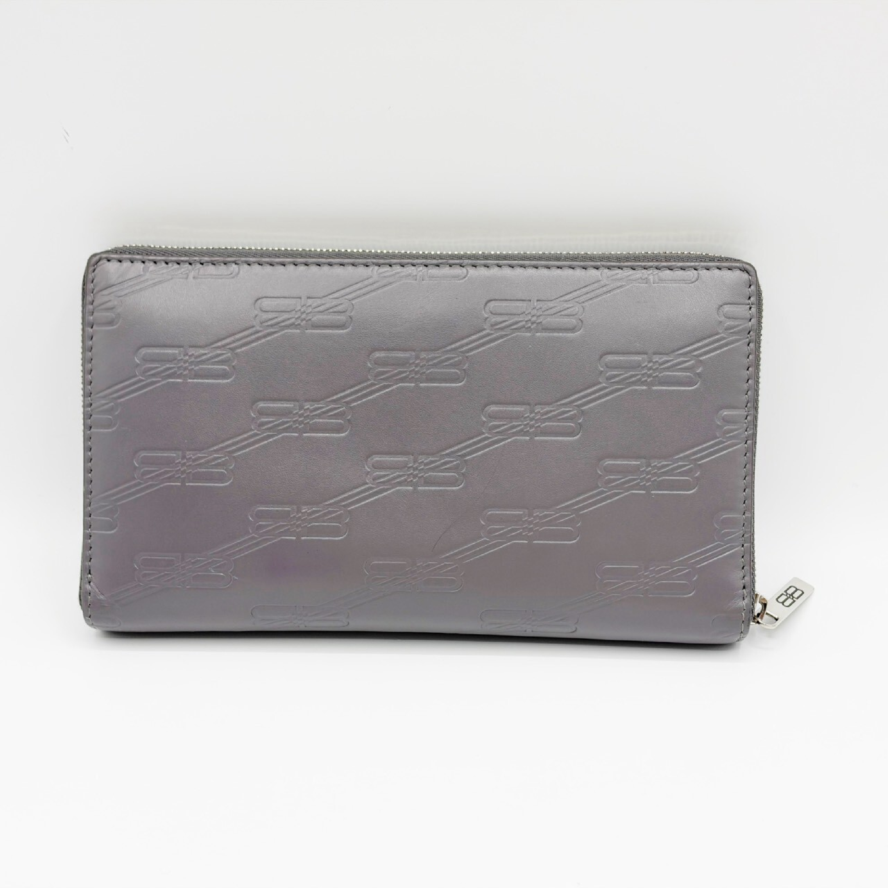BB logo round zip wallet, gray. — view 3