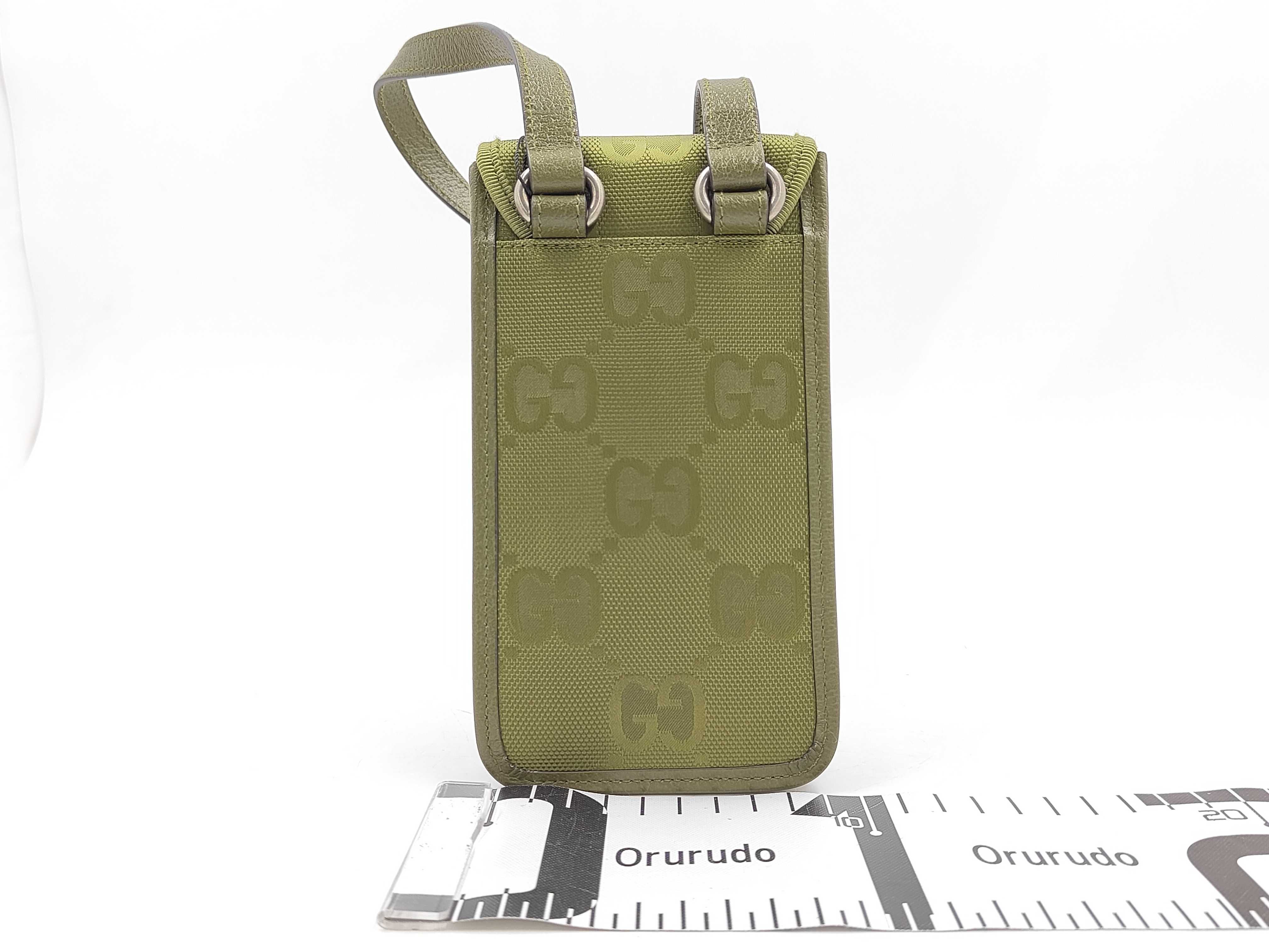 Off the Grid GG Nylon Leather Shoulder Bag, Khaki, 696018 (Body Bag/Shoulder Bag) — view 2