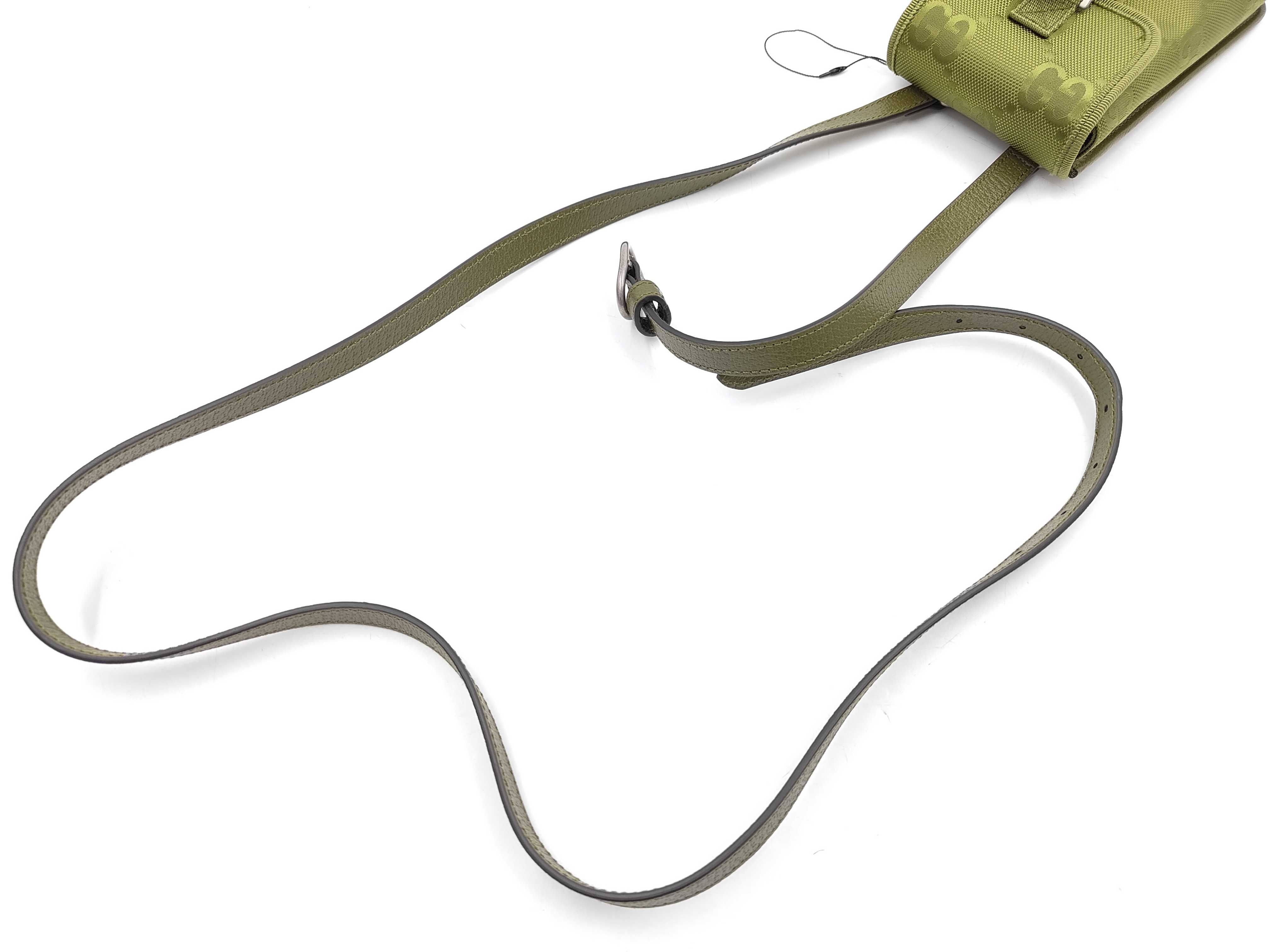 Off the Grid GG Nylon Leather Shoulder Bag, Khaki, 696018 (Body Bag/Shoulder Bag) — view 3