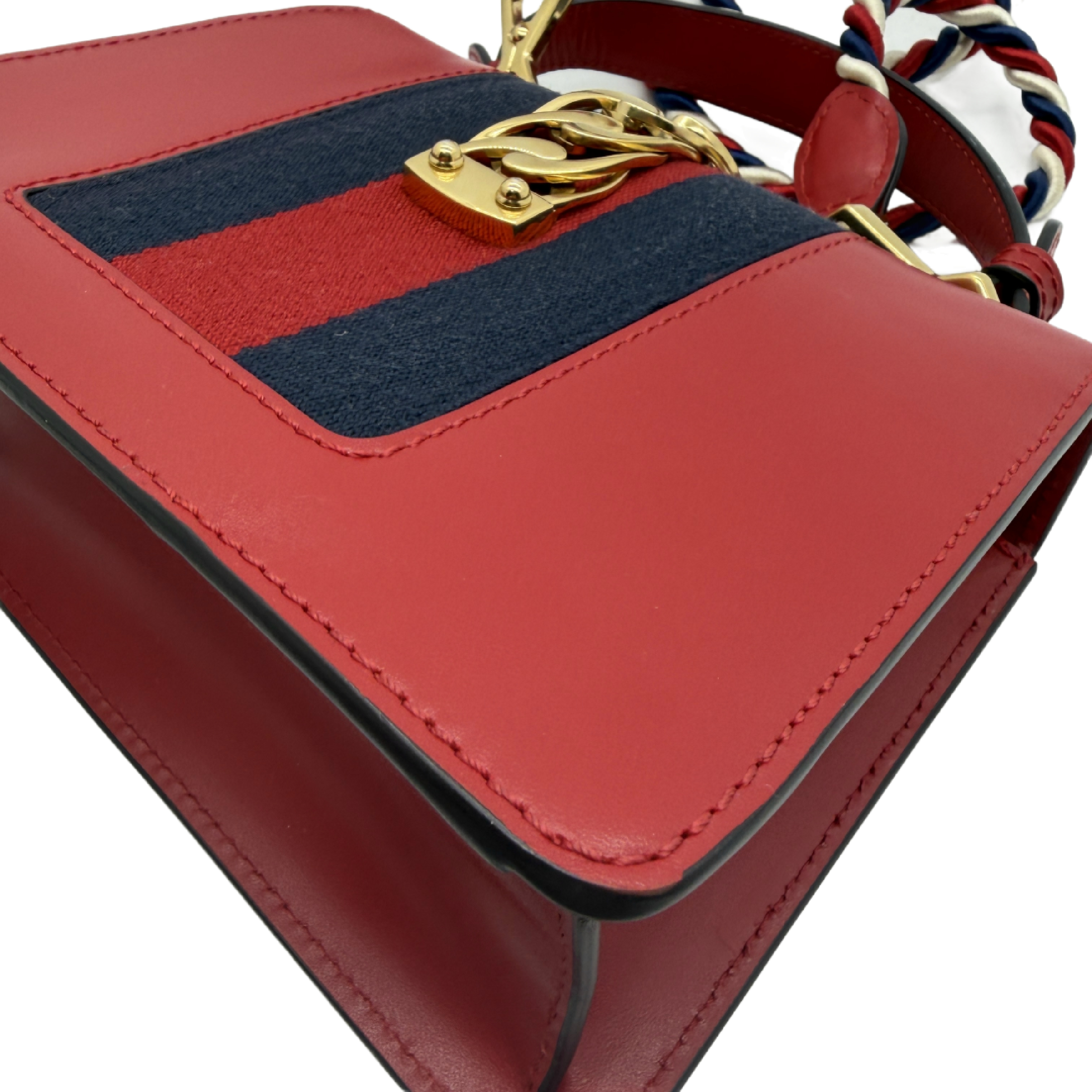 Sylvie Web Line Leather Chain Shoulder Bag — view 9