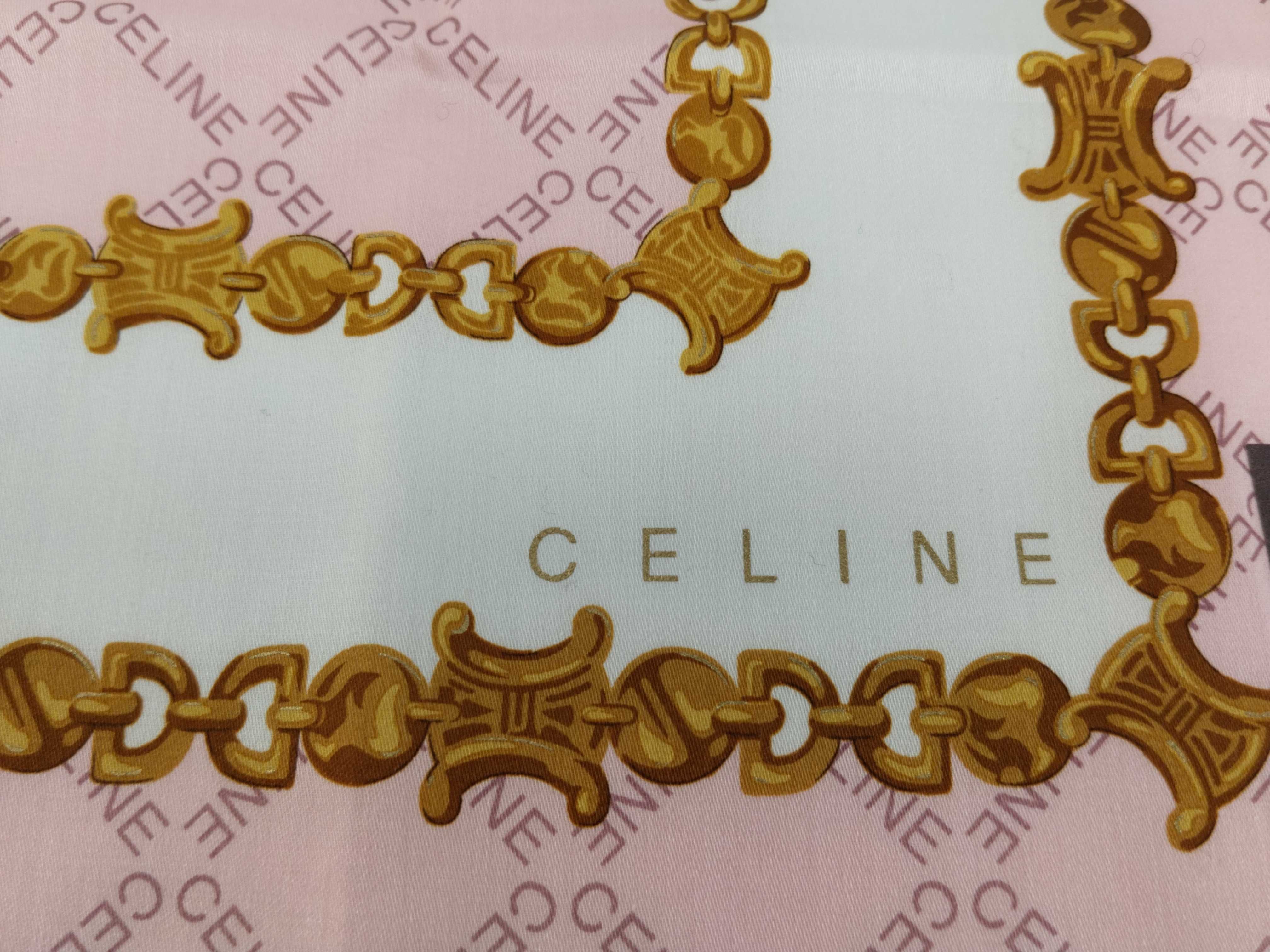 handkerchief scarf with sticker, logo print, macadam chain, pink, and other accessories. — view 3
