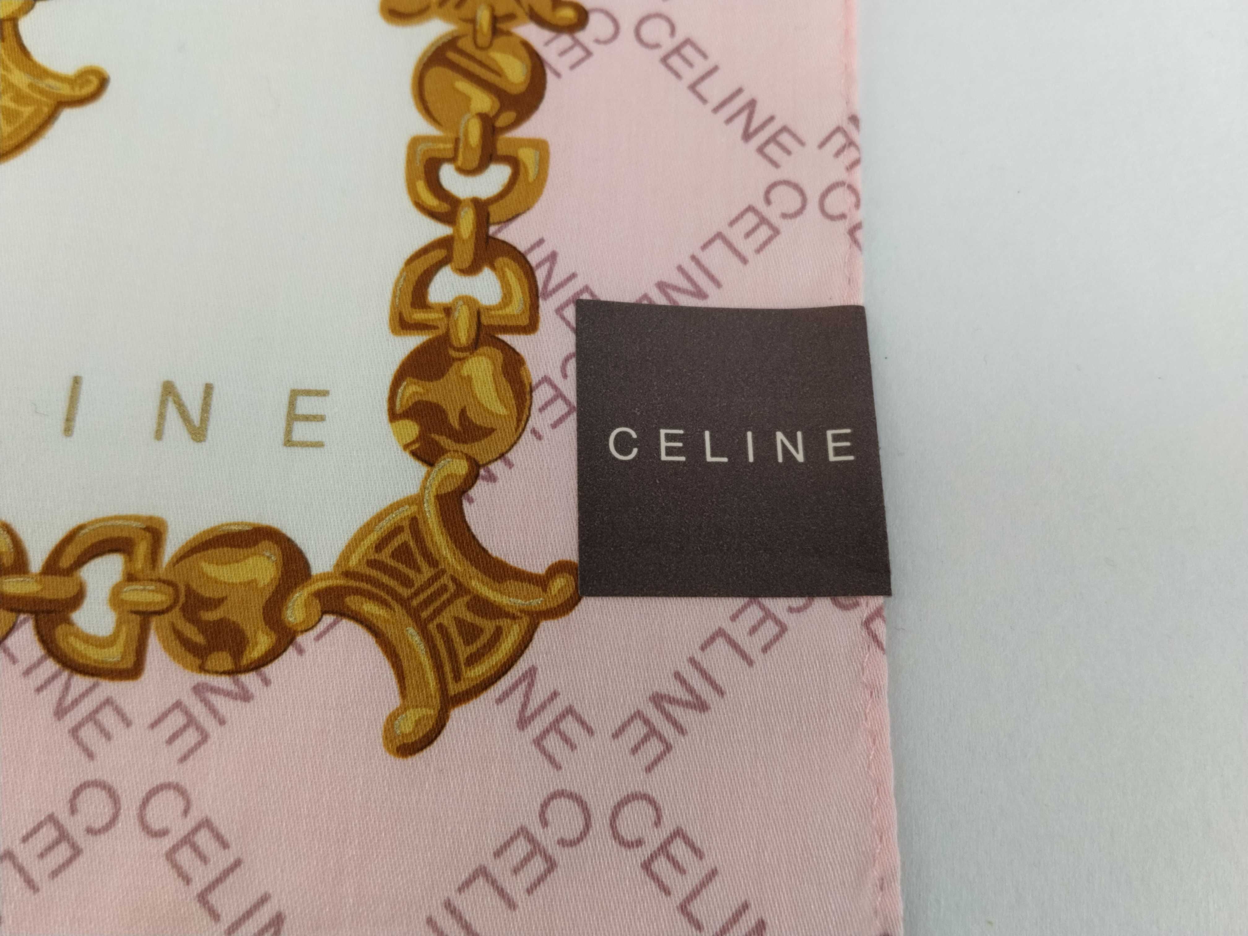 handkerchief scarf with sticker, logo print, macadam chain, pink, and other accessories. — view 4