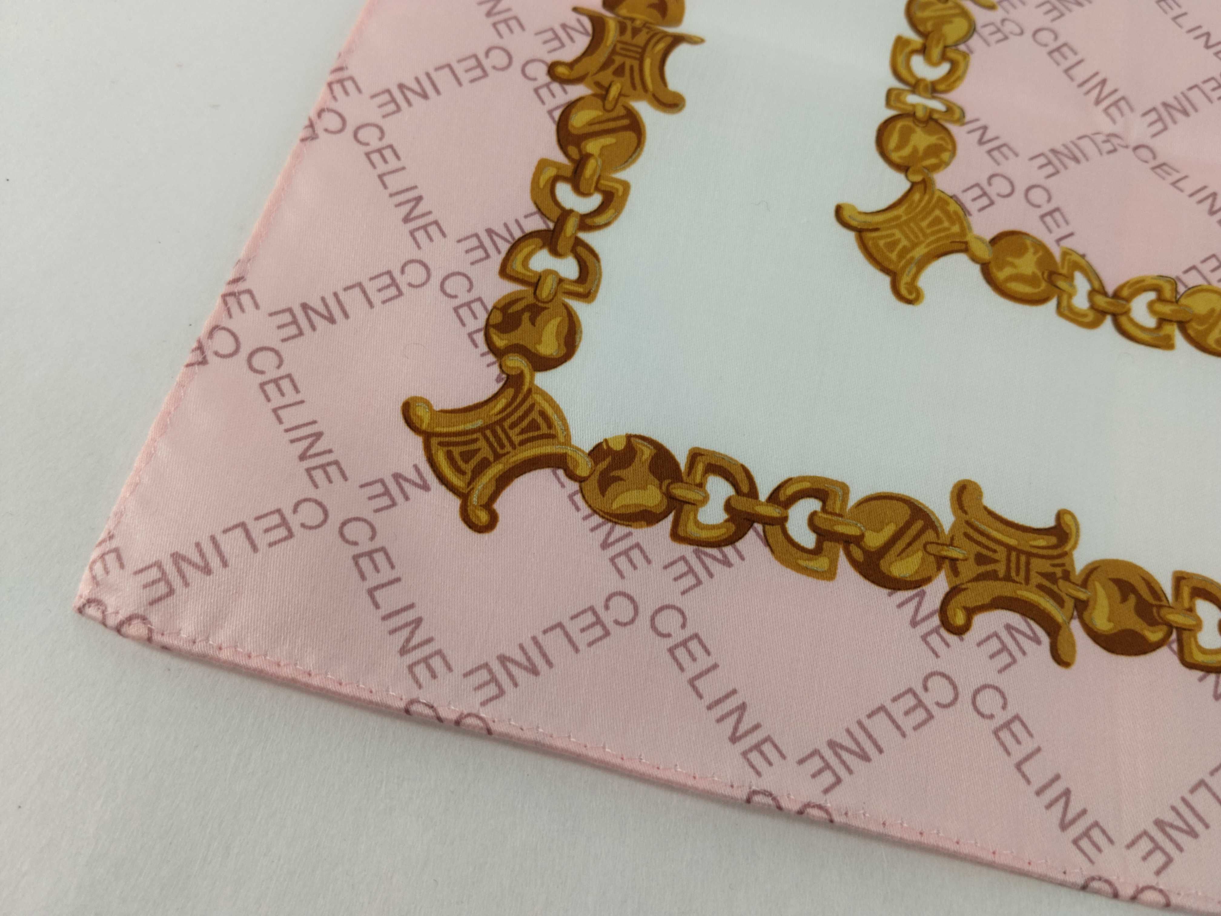 handkerchief scarf with sticker, logo print, macadam chain, pink, and other accessories. — view 5
