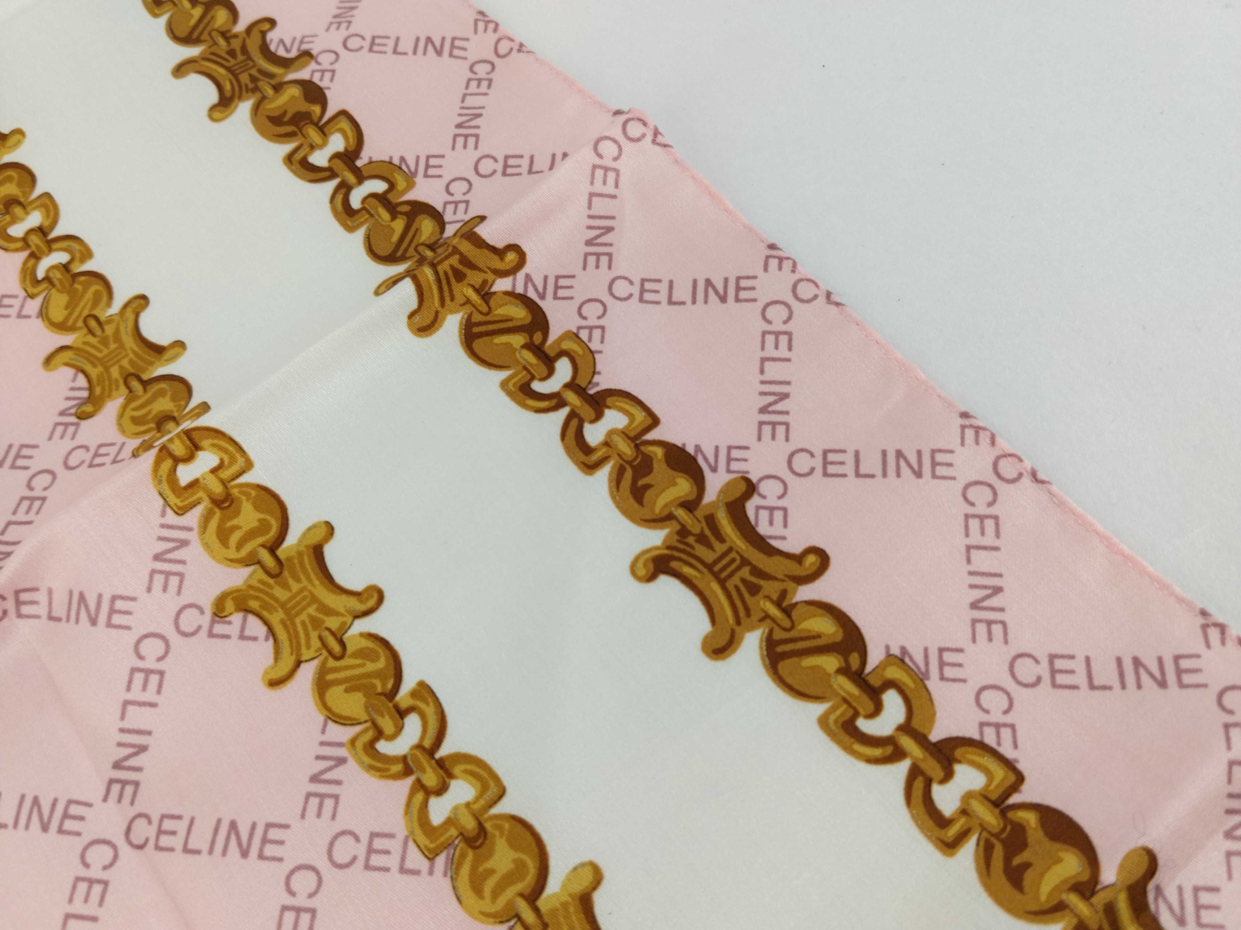 handkerchief scarf with sticker, logo print, macadam chain, pink, and other accessories. — view 7