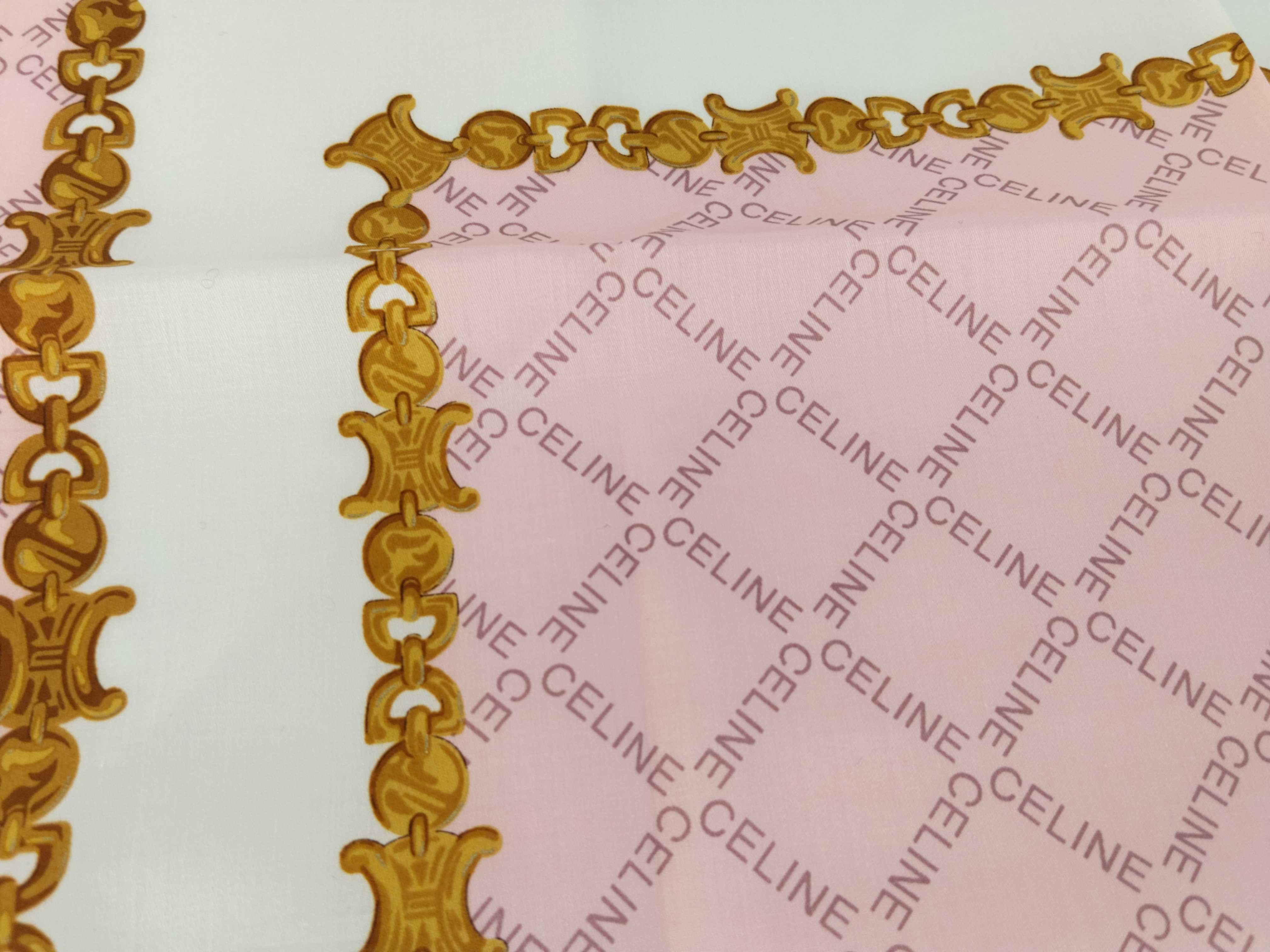 handkerchief scarf with sticker, logo print, macadam chain, pink, and other accessories. — view 8