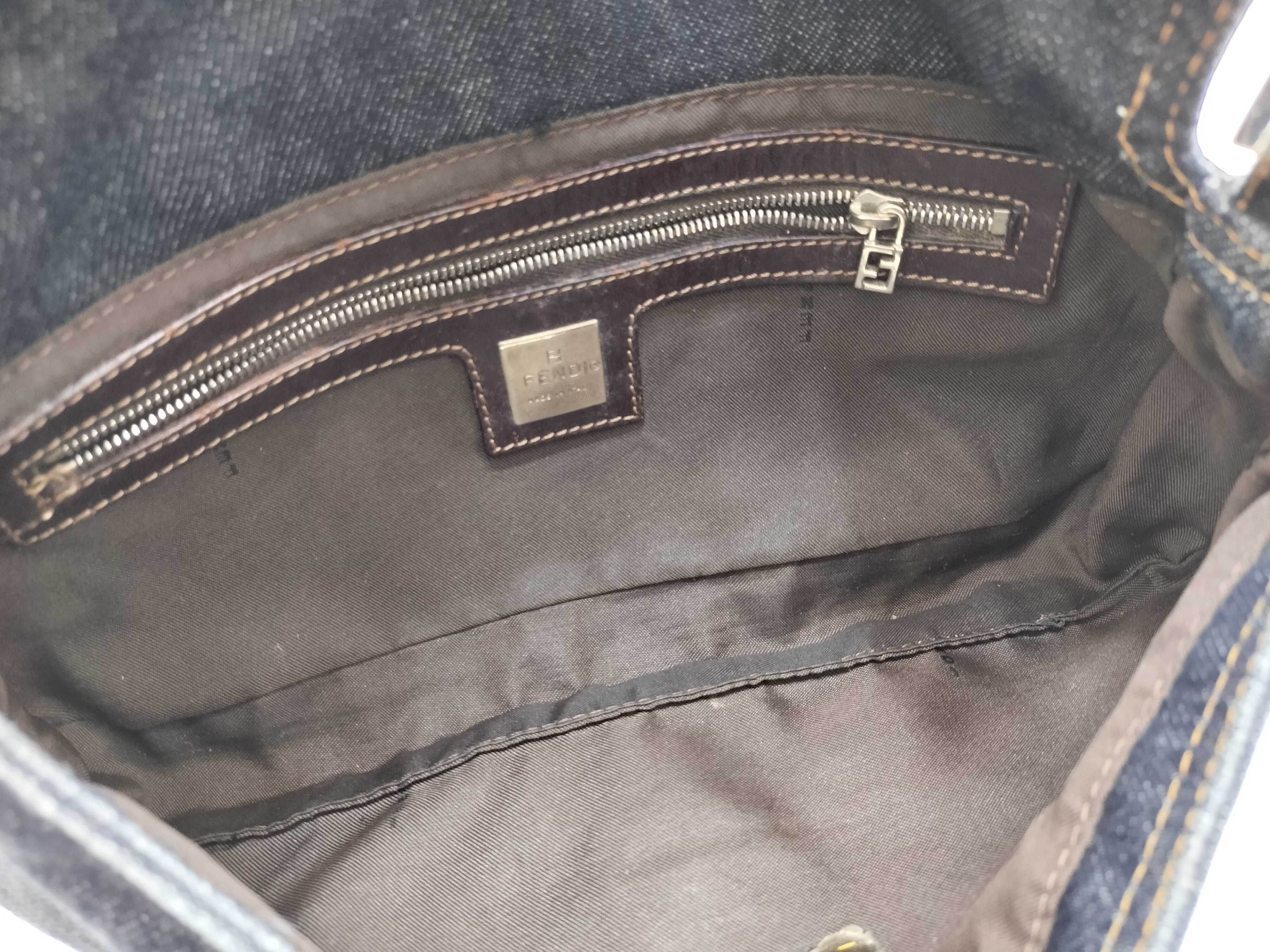 Mamma Bucket Denim x Leather Shoulder Bag — view 11