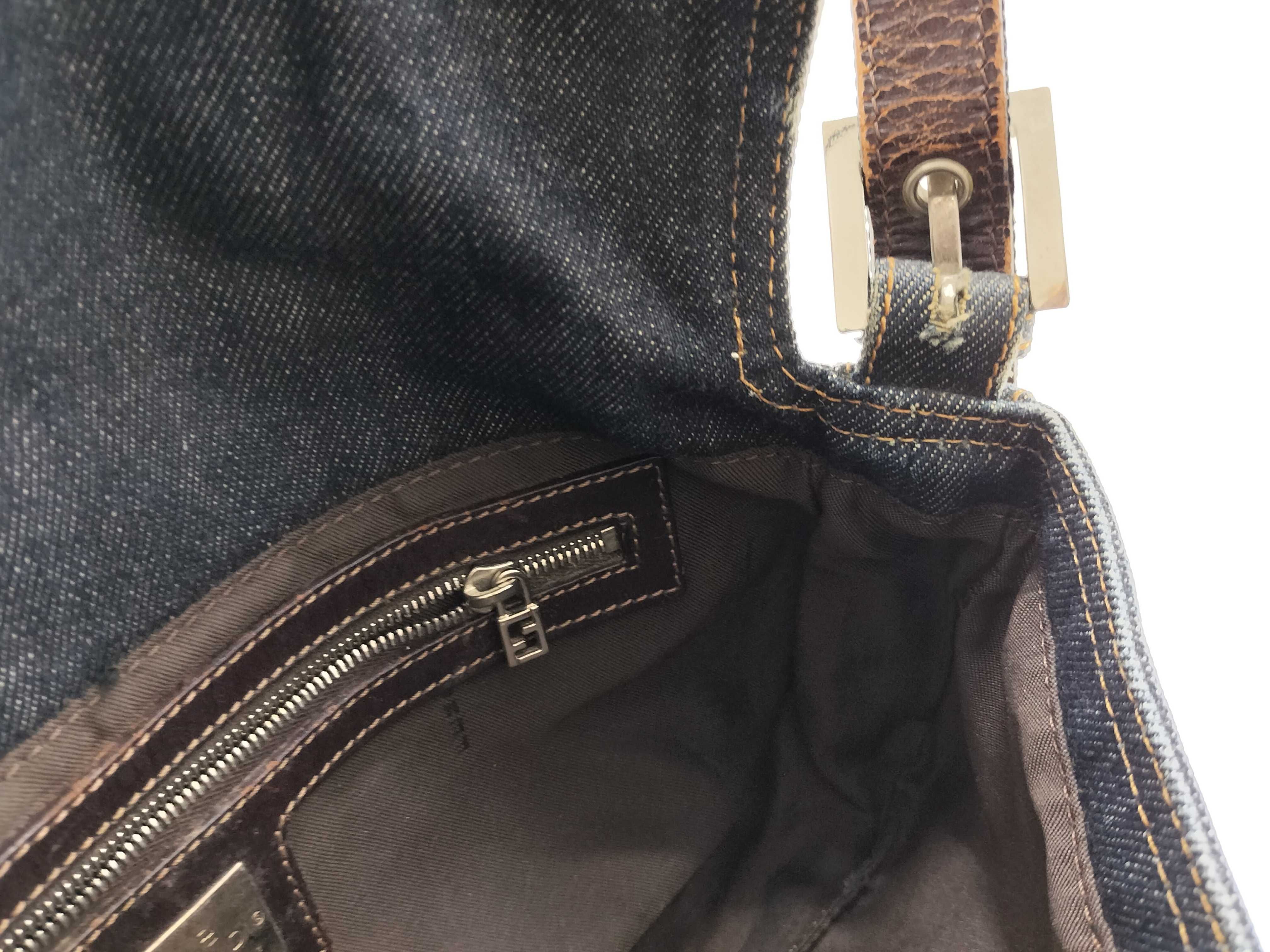 Mamma Bucket Denim x Leather Shoulder Bag — view 12