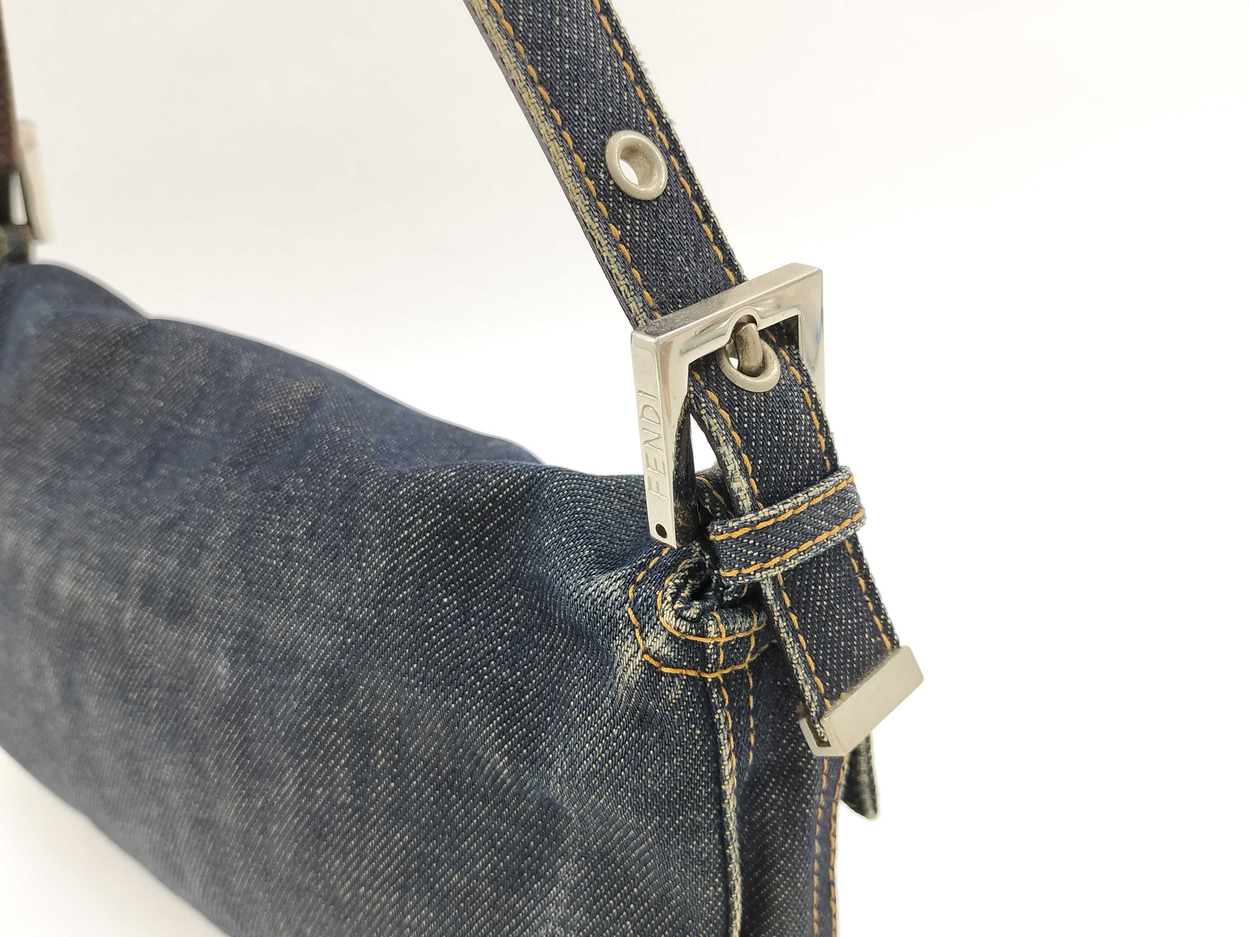Mamma Bucket Denim x Leather Shoulder Bag — view 3