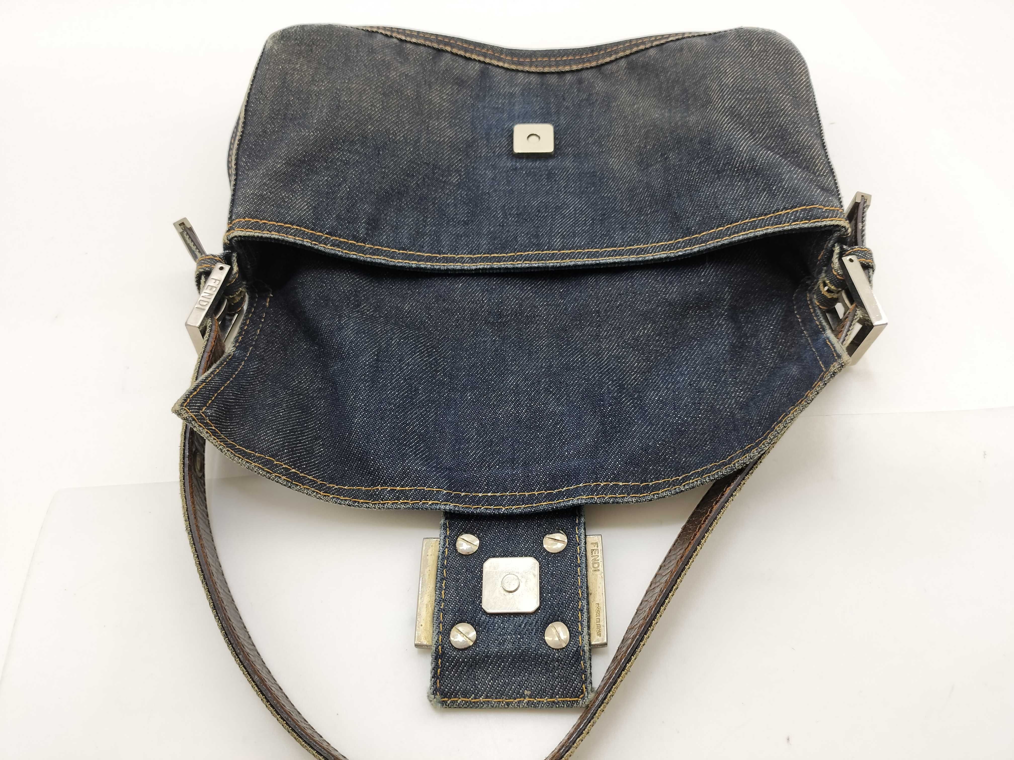 Mamma Bucket Denim x Leather Shoulder Bag — view 10
