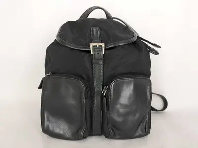 Nylon Prada Backpack, Black, Triangle Plate Backpack
