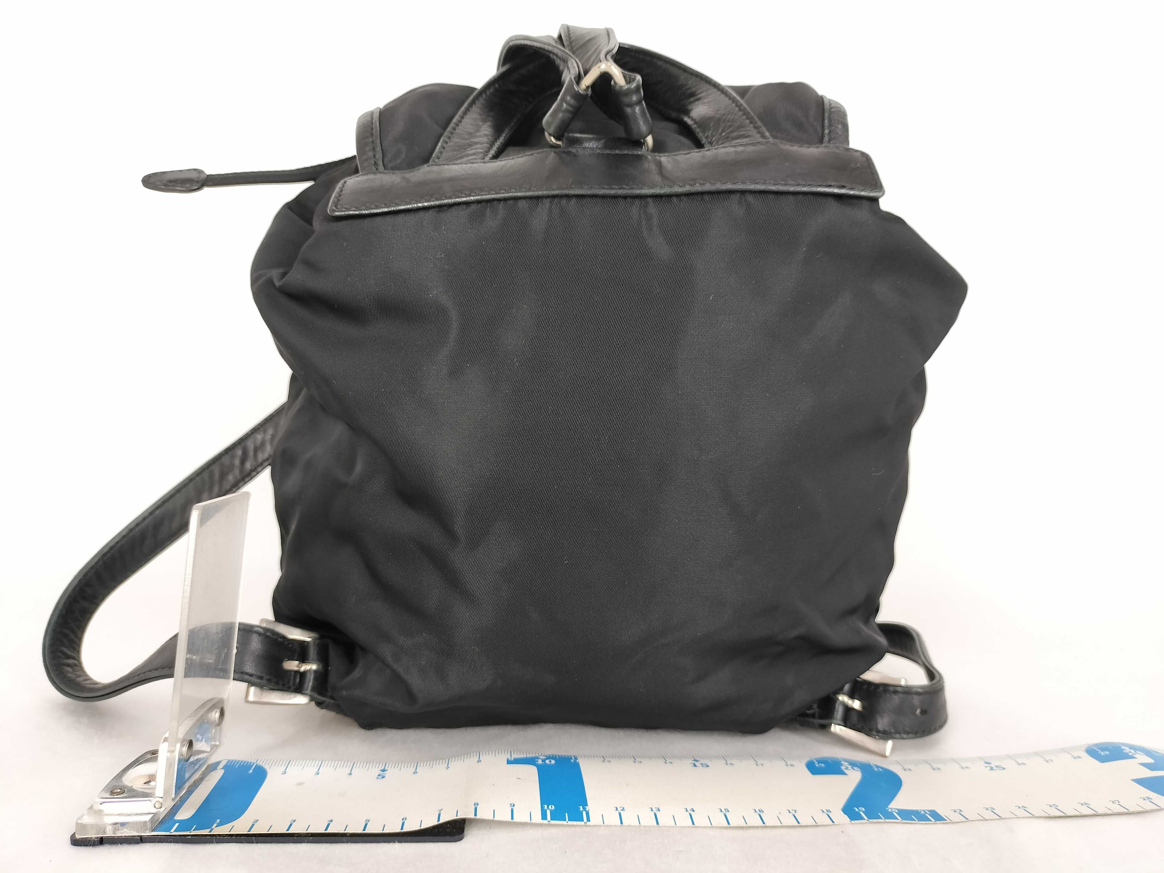 Nylon Prada Backpack, Black, Triangle Plate Backpack — view 2