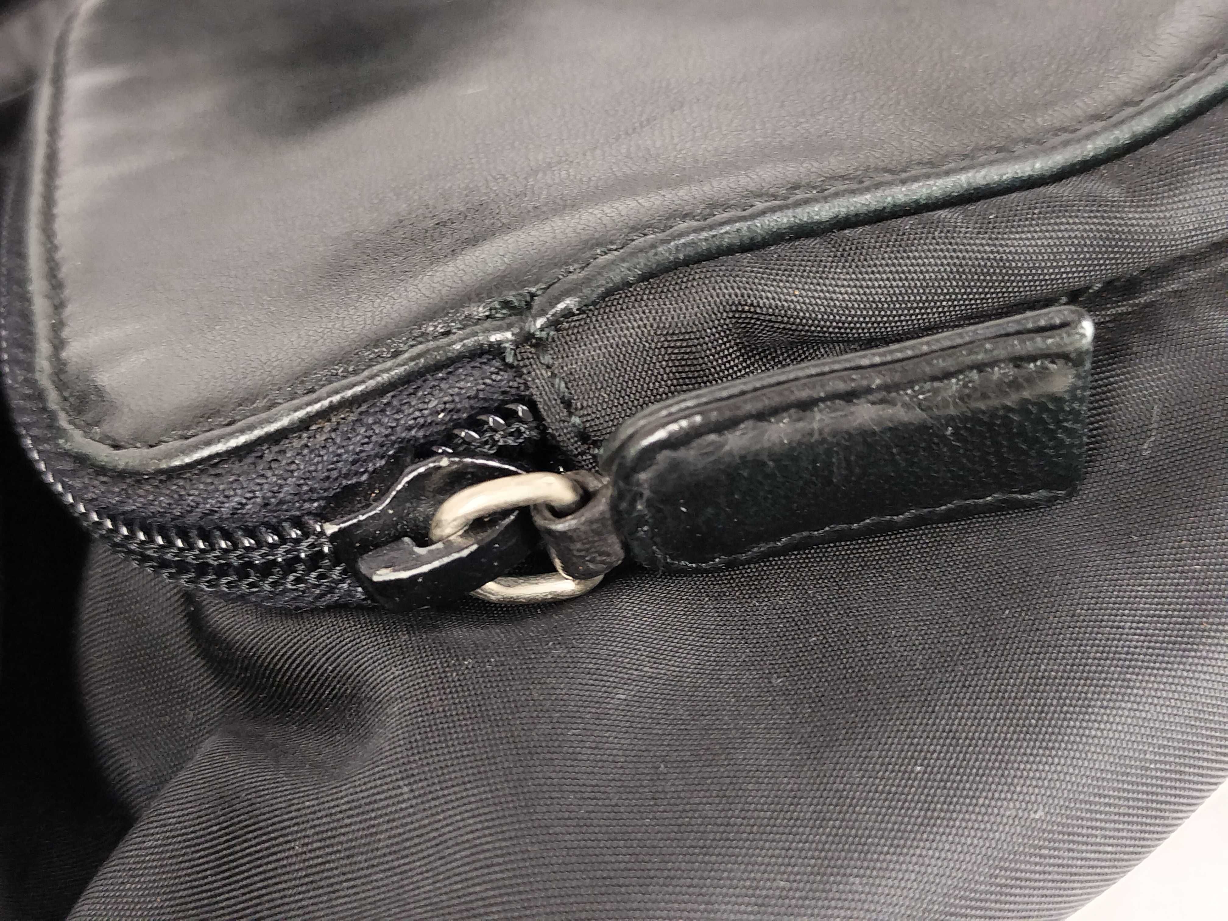 Nylon Prada Backpack, Black, Triangle Plate Backpack — view 14