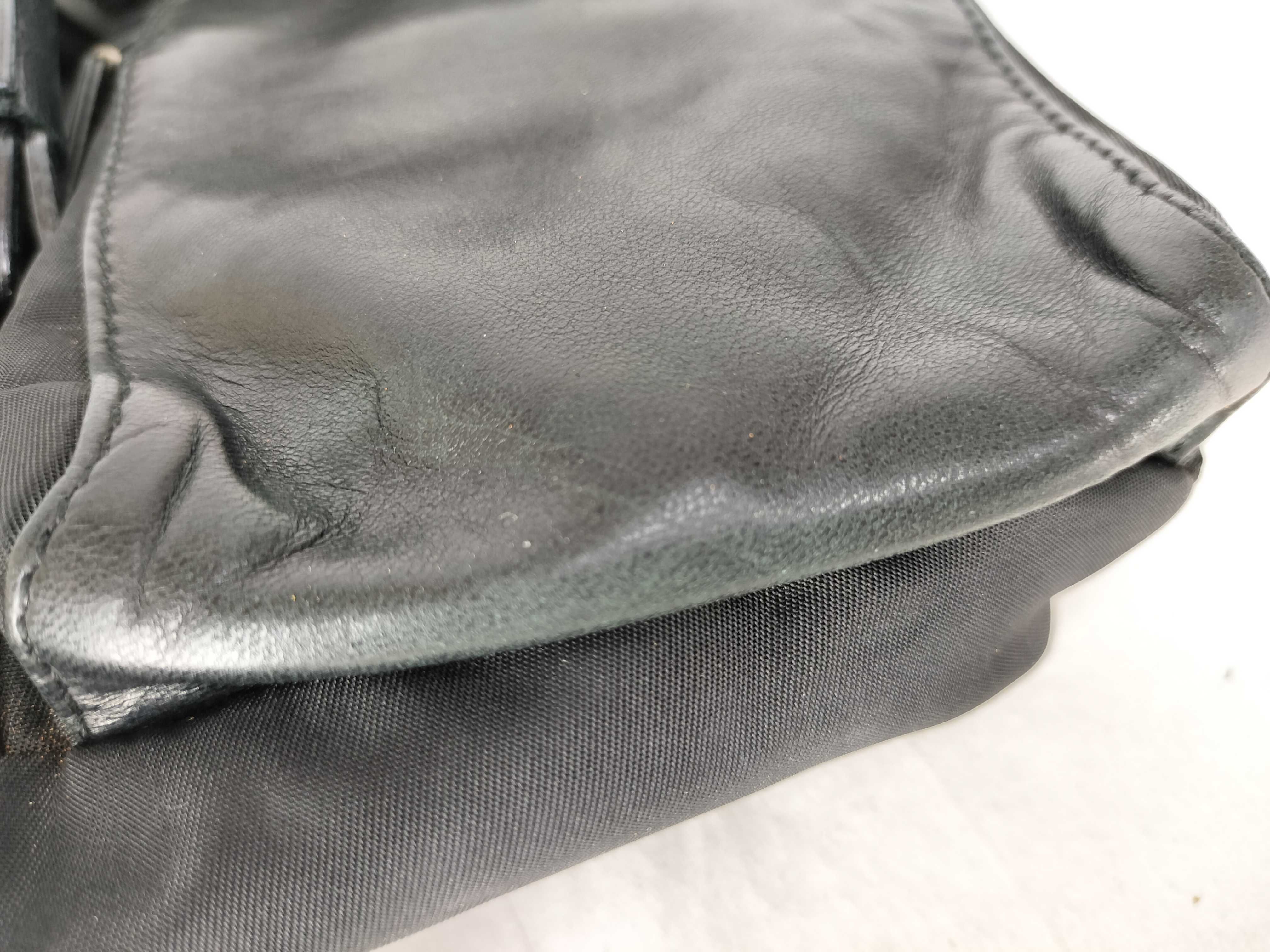 Nylon Prada Backpack, Black, Triangle Plate Backpack — view 15