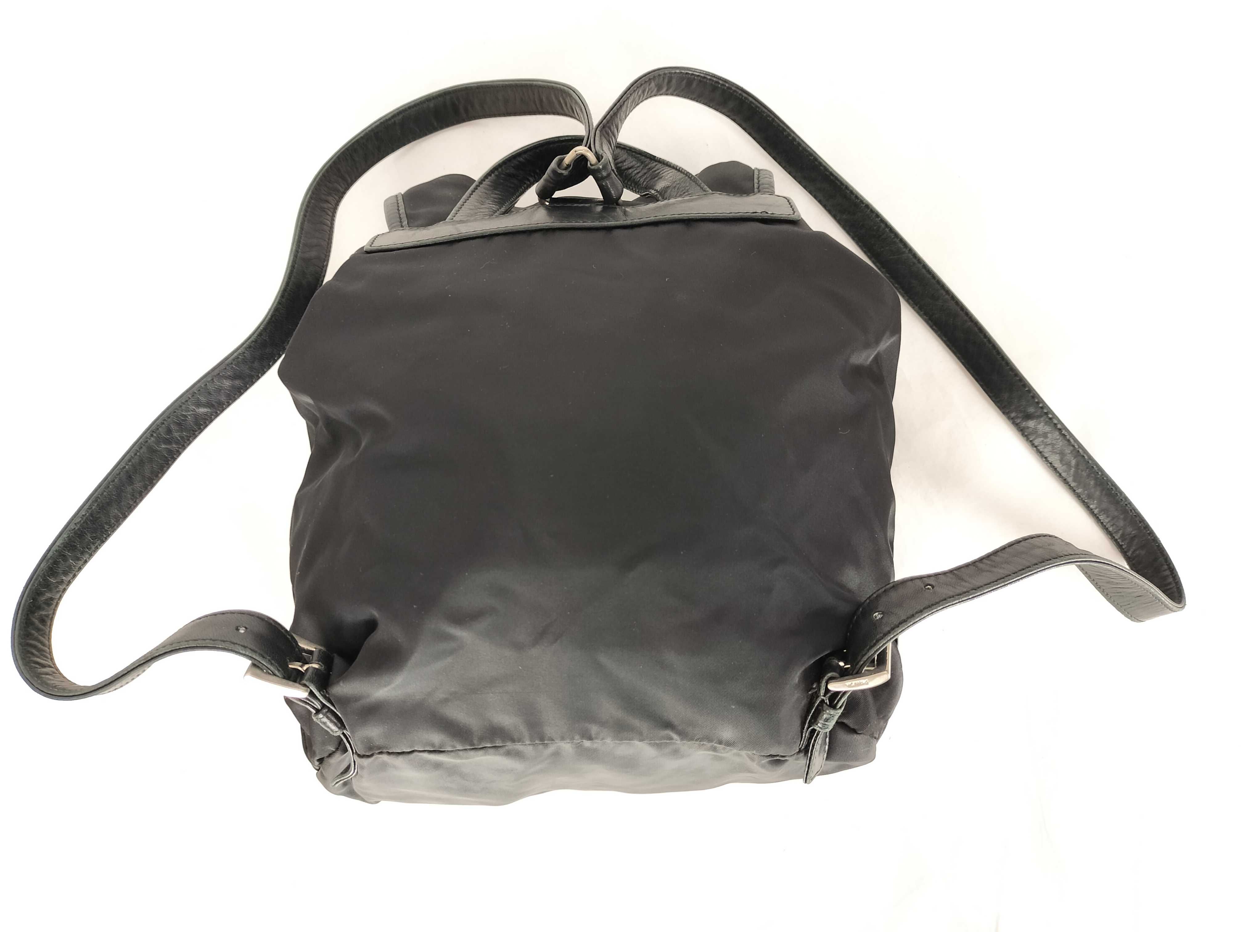 Nylon Prada Backpack, Black, Triangle Plate Backpack — view 3