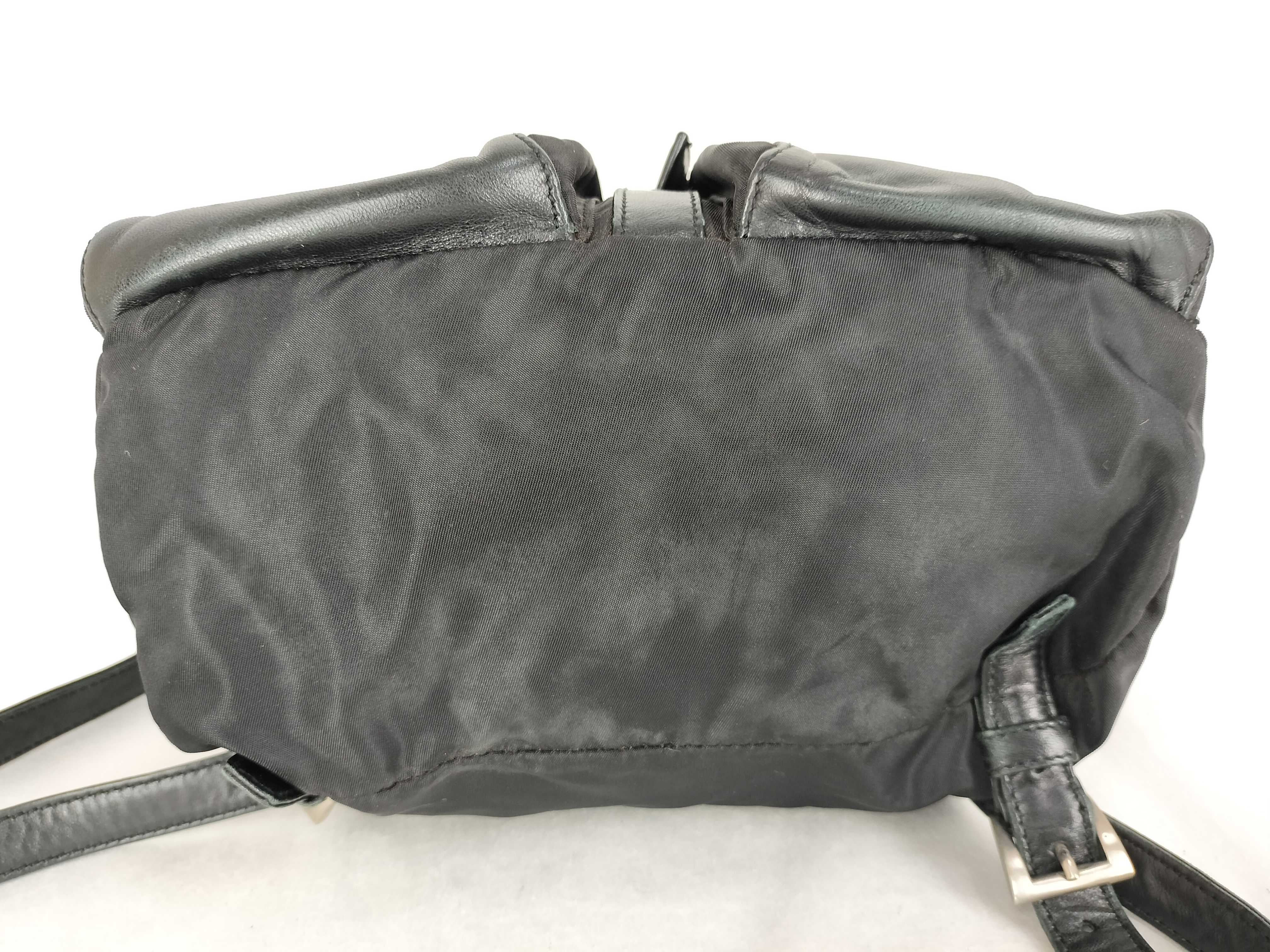 Nylon Prada Backpack, Black, Triangle Plate Backpack — view 8