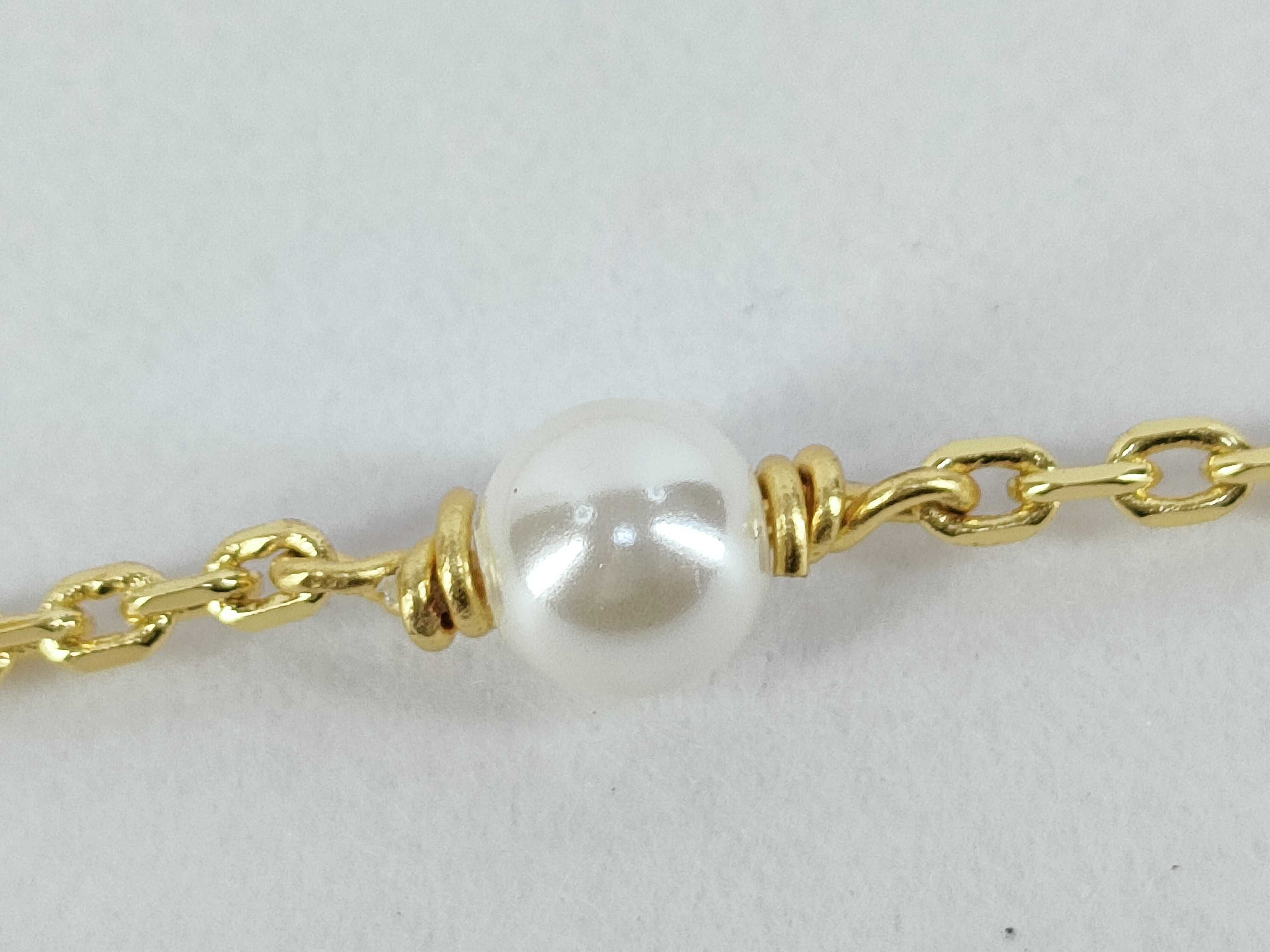 Christian Dior Rhinestone Pearl Gold Necklace — view 8