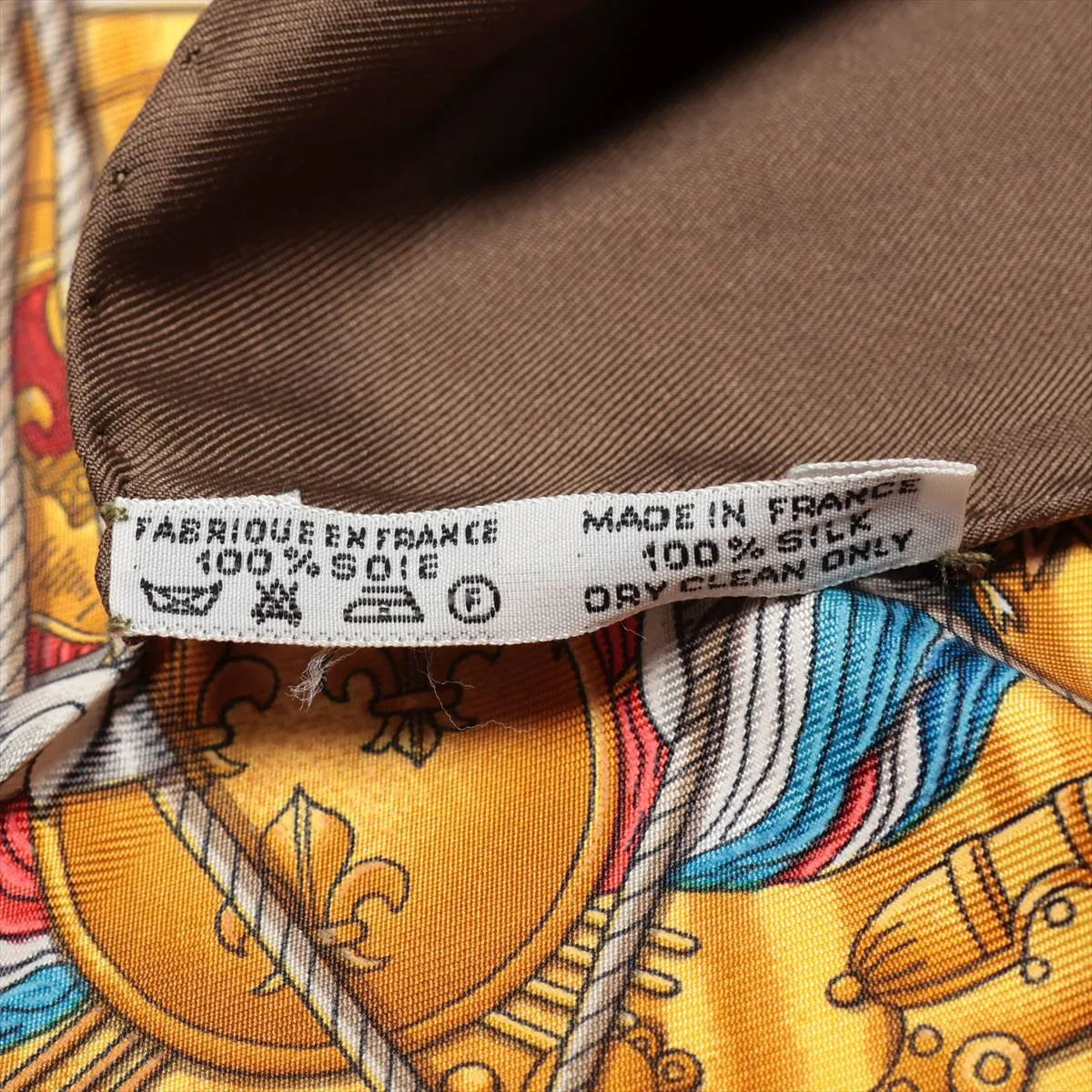Carre 90 LES TAMBOURS Tambour Drum Scarf Silk Brown — view 6