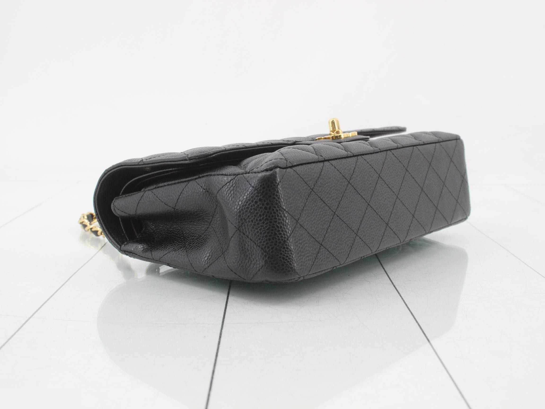 Matelassé 25 Double Flap Chain Shoulder Bag, Caviar Gold — view 5