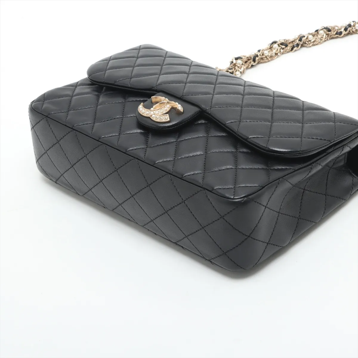Matelasse Lambskin Single Flap Single Chain Bag Black Gold Hardware 20339203 20s — view 3