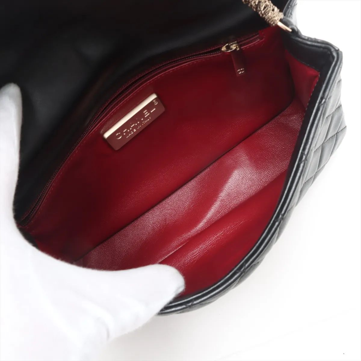 Matelasse Lambskin Single Flap Single Chain Bag Black Gold Hardware 20339203 20s — view 7