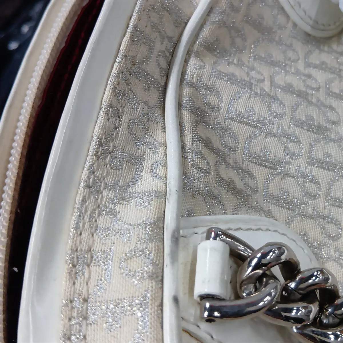Gambler Trotter Canvas x Leather Handbag, White (Decoration removed) — view 13