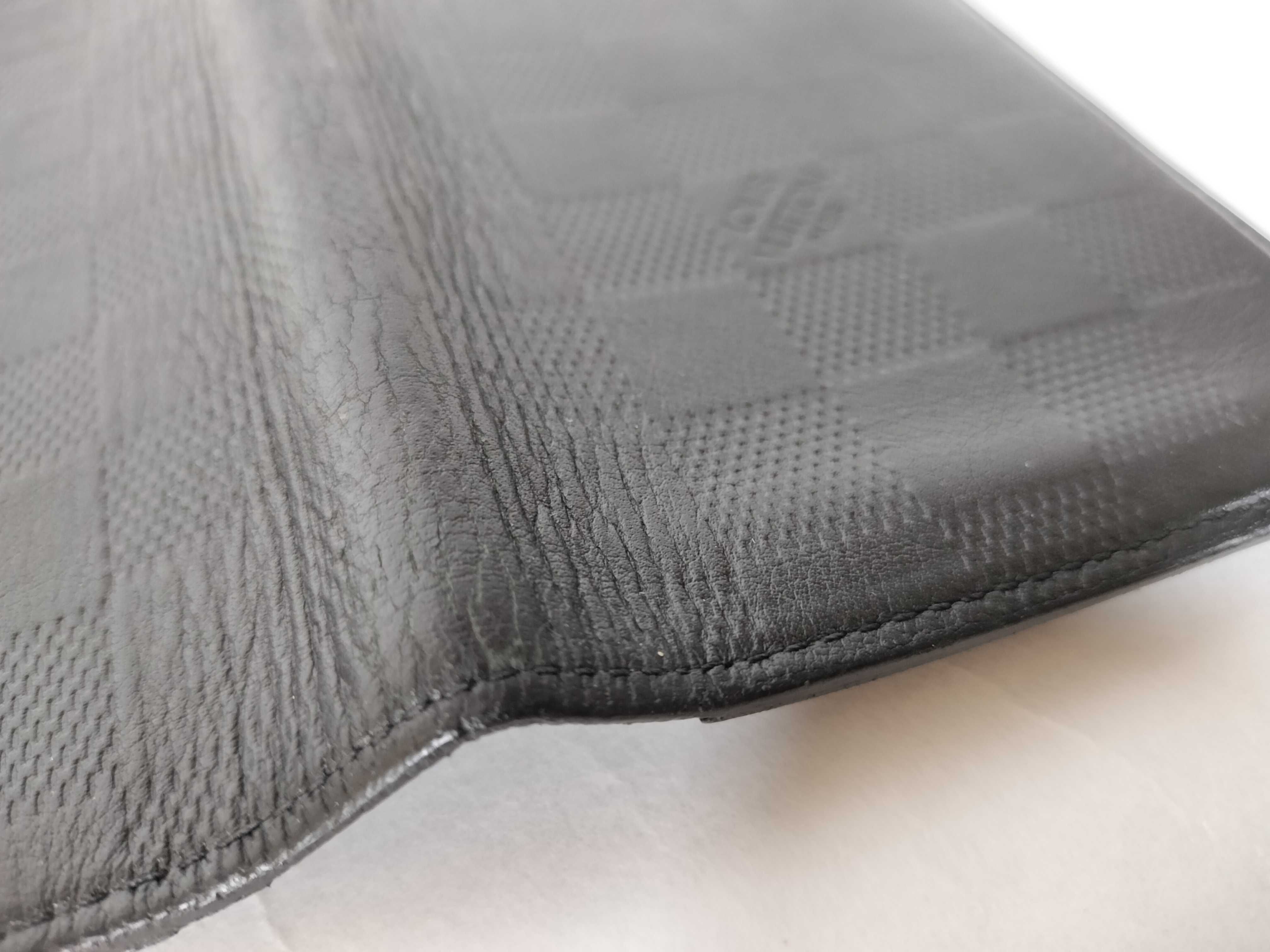 Damier Infini Leather Bi-fold Long Wallet, Black, Serial Number — view 3