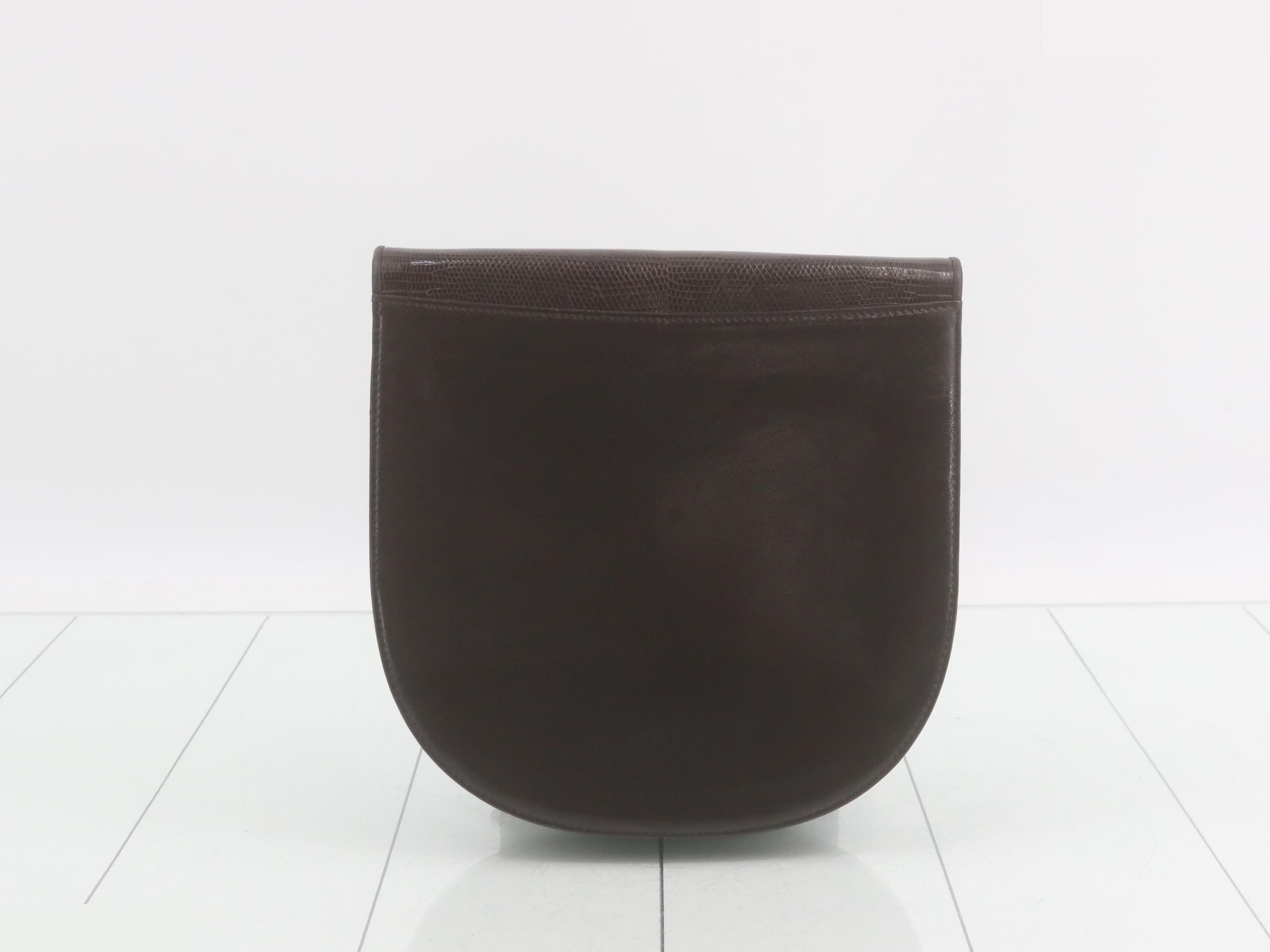 Shoulder bag, brown, embossed lizard leather — view 2