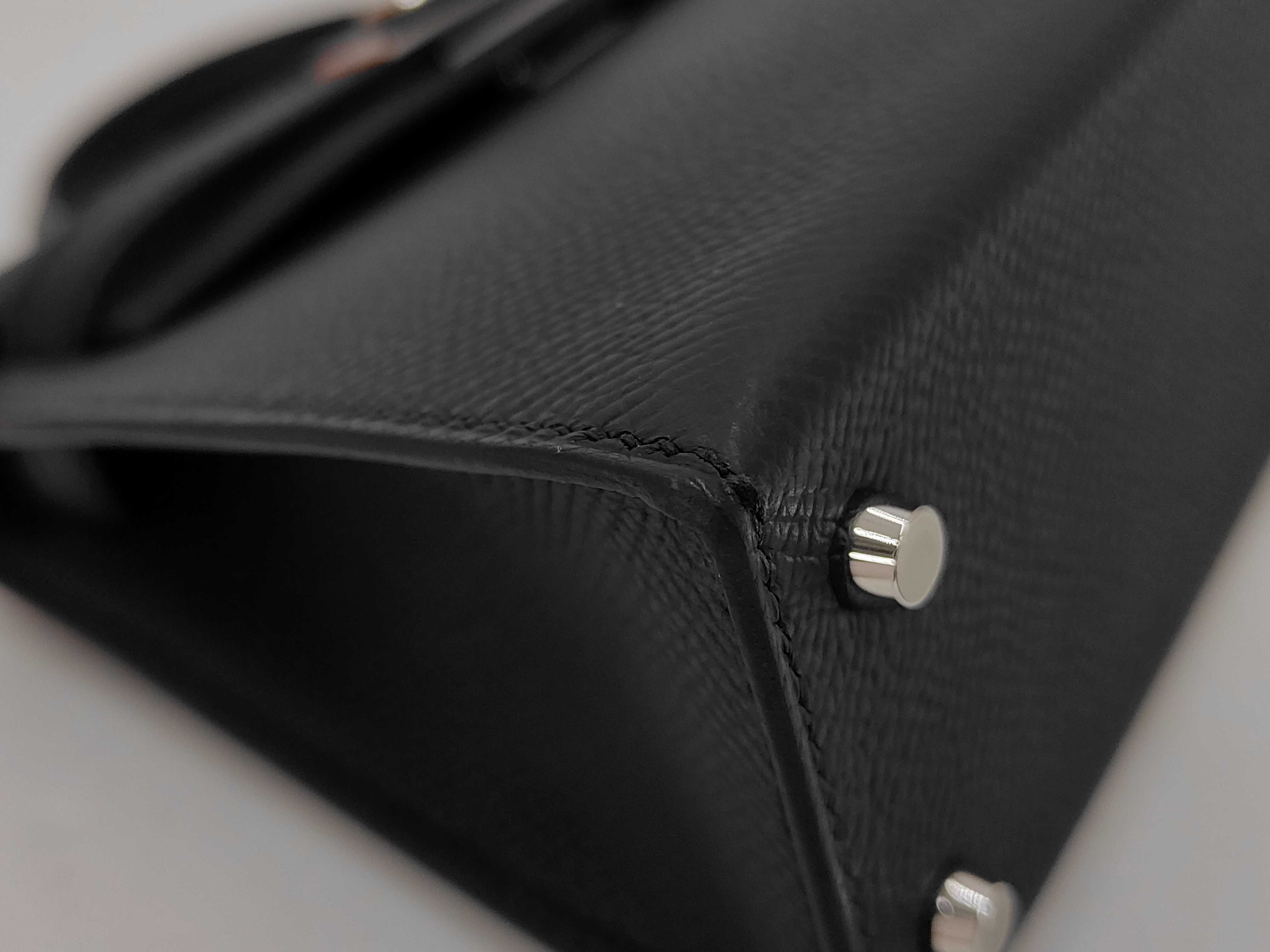 Mini Kelly Noir (G stamp) Silver Hardware Handbag — view 3