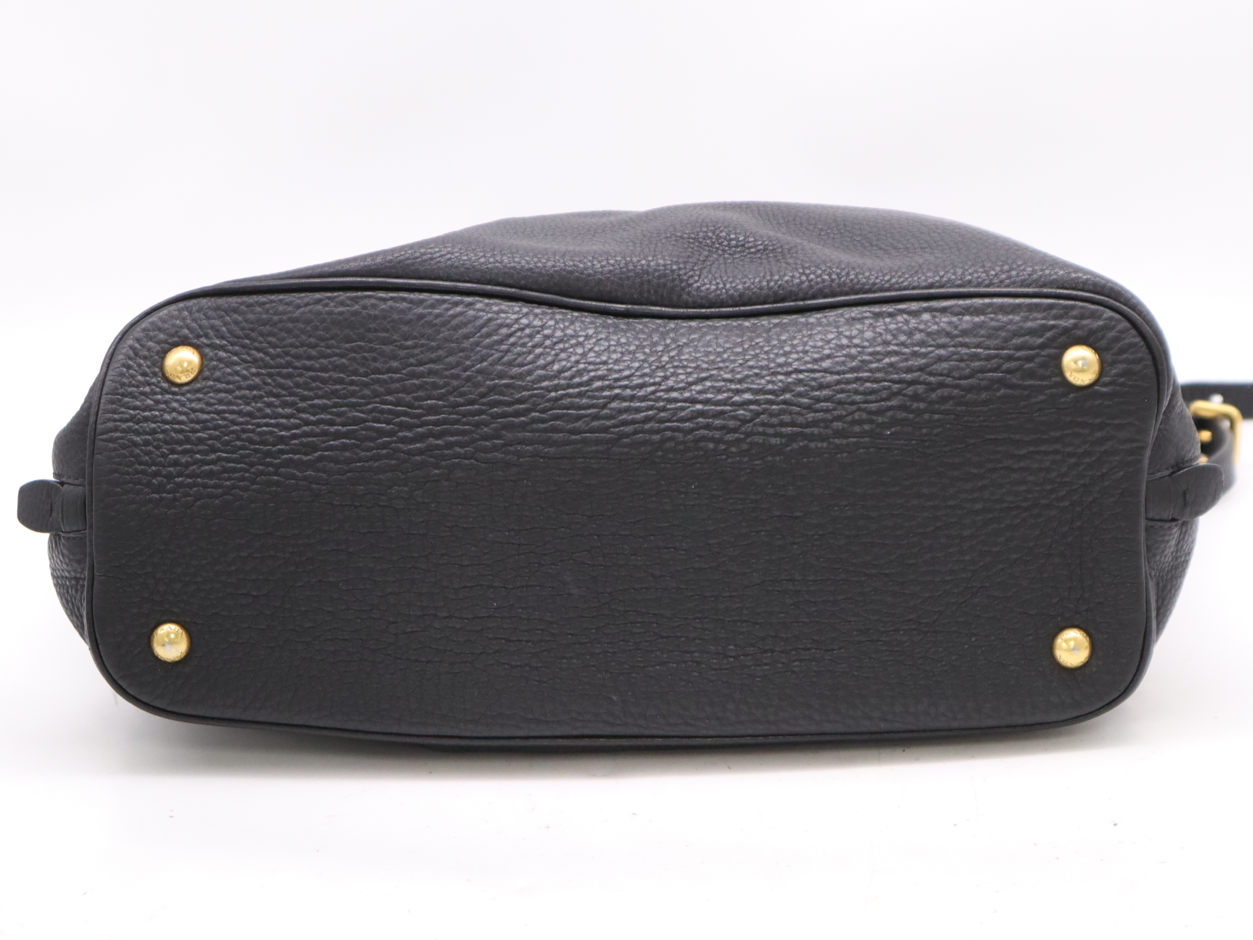 Leather Vitello Daino Leather Bag, Black, Gold Hardware, with Shoulder Strap and Name Tag, Tote Bag — view 4