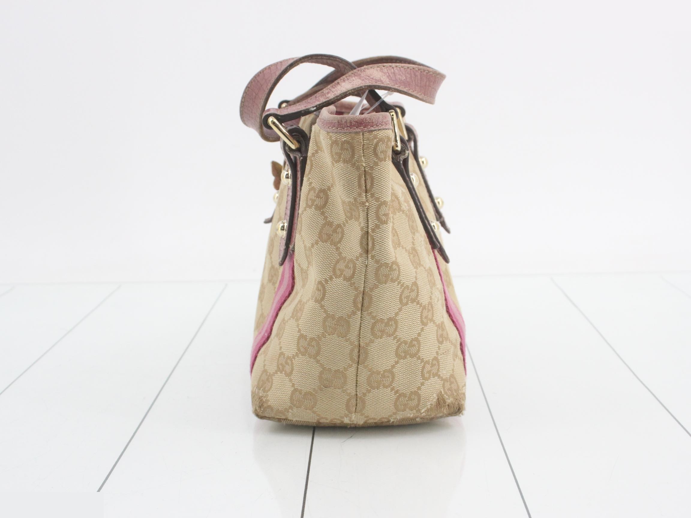 canvas tote bag, pink, butterfly charm, item number 139261 — view 3