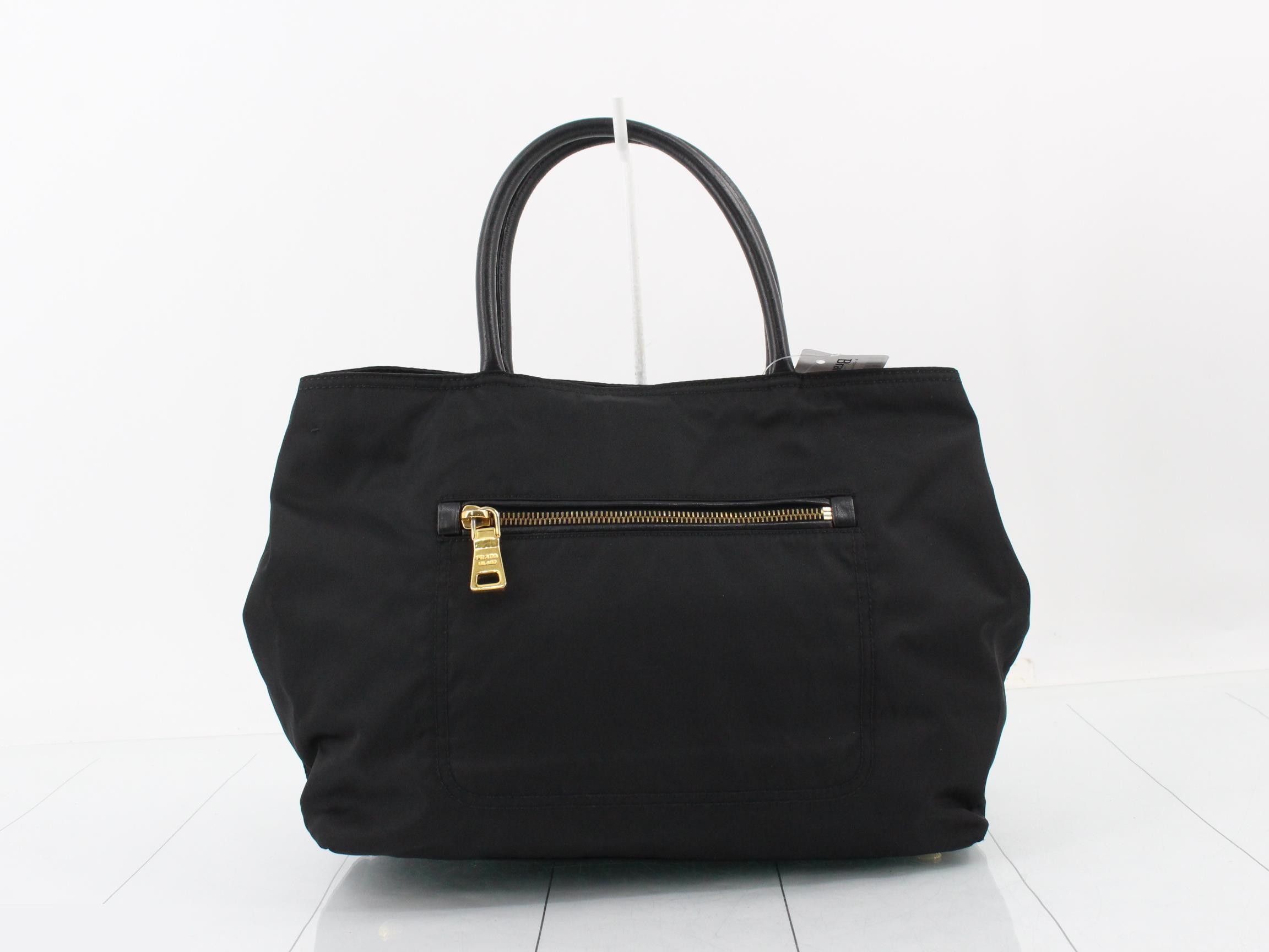 Tote bag, nylon/leather, black — view 2