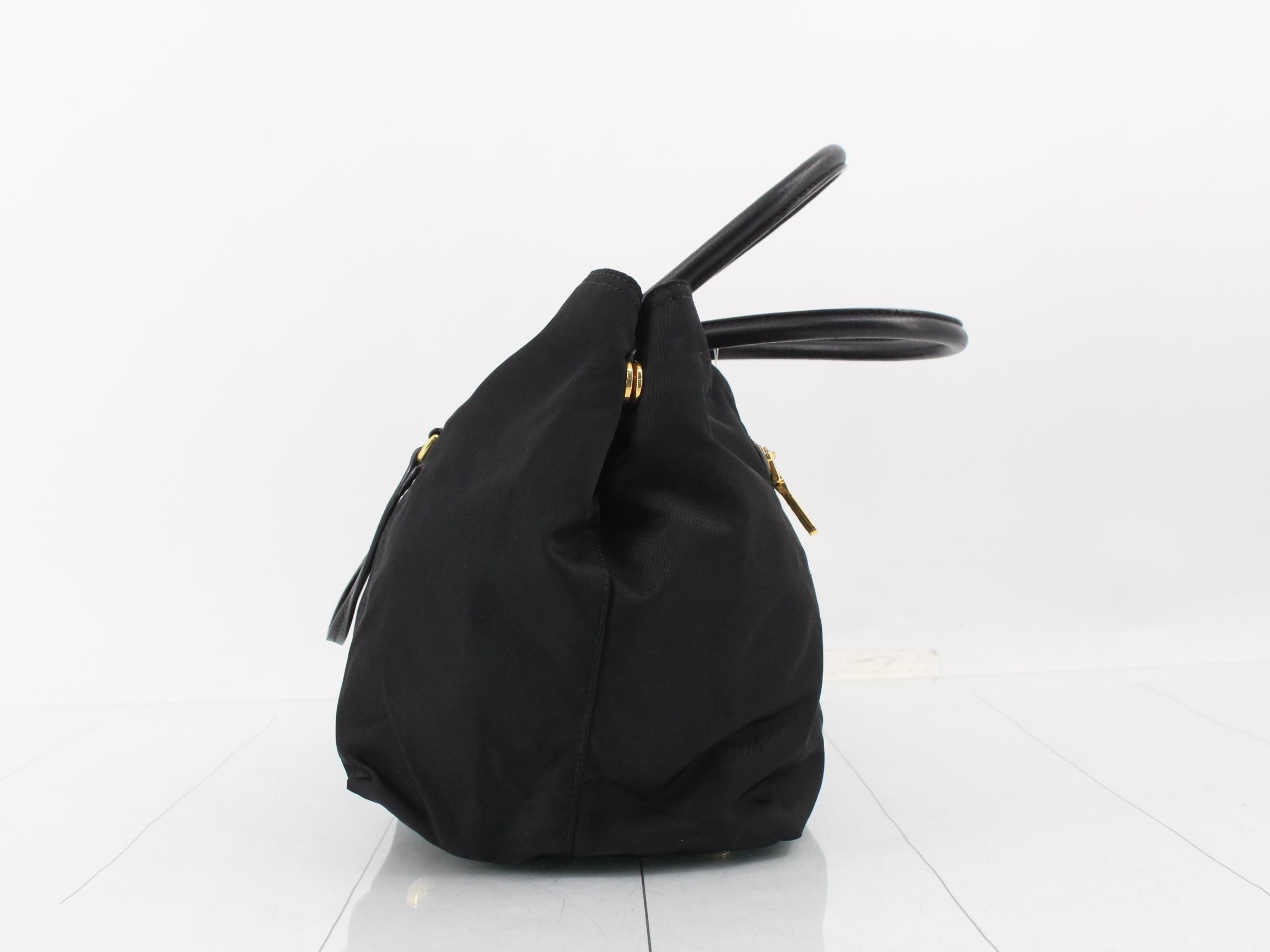 Tote bag, nylon/leather, black — view 3