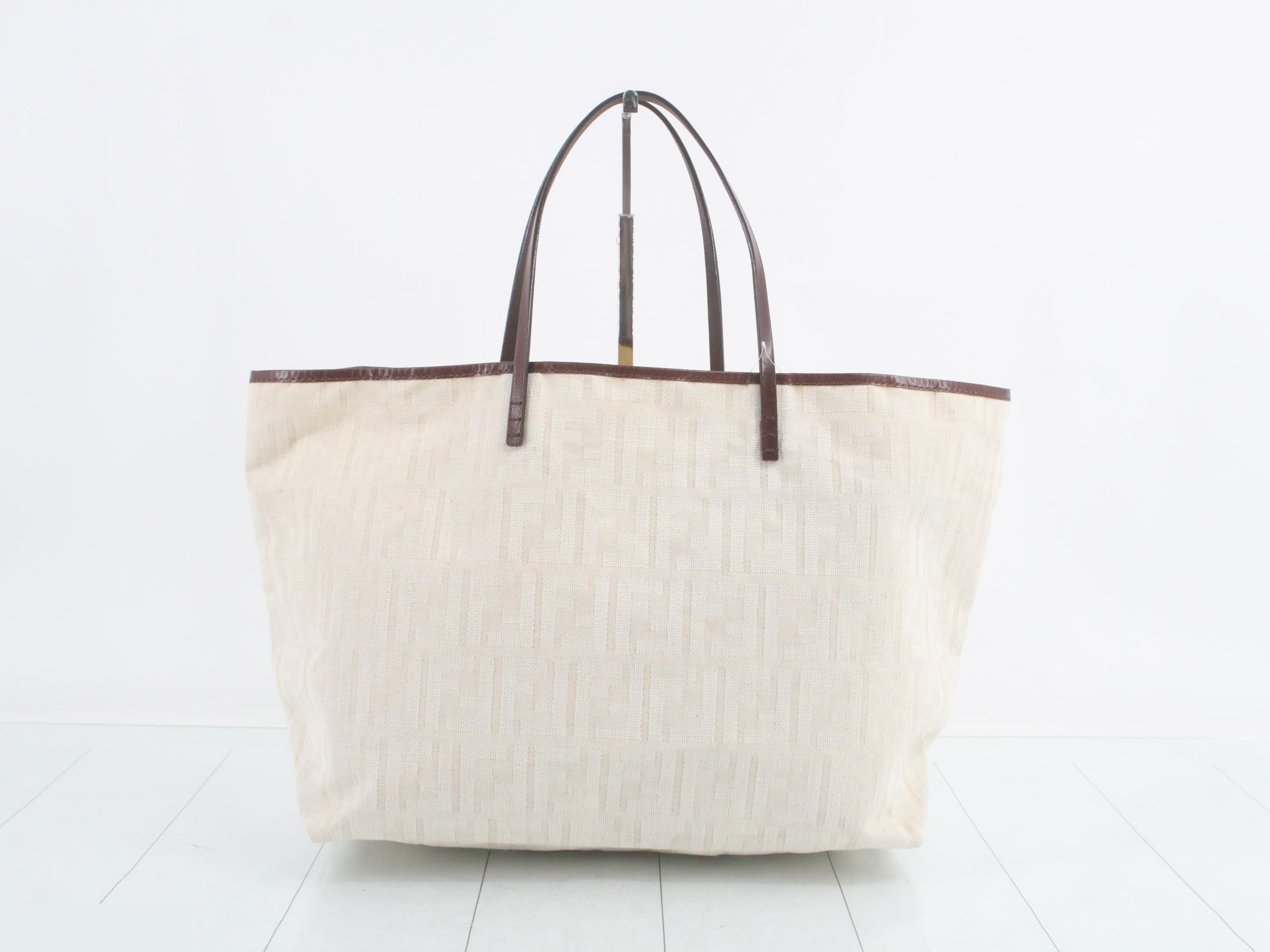 Zucca canvas leather tote bag with pouch — view 2